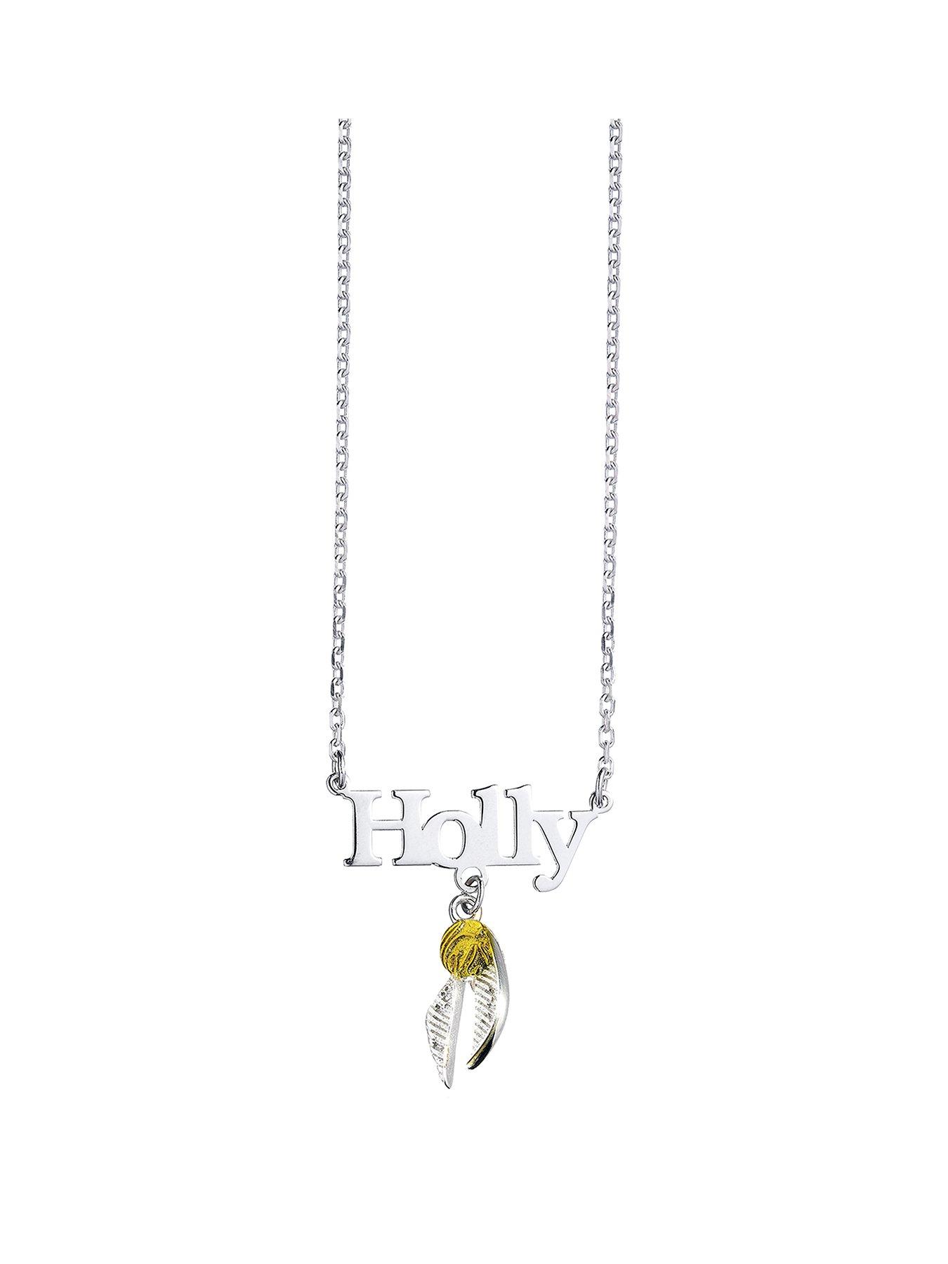 undefined Harry Potter Sterling Silver Personalised Necklace with Golden Snitch Charm