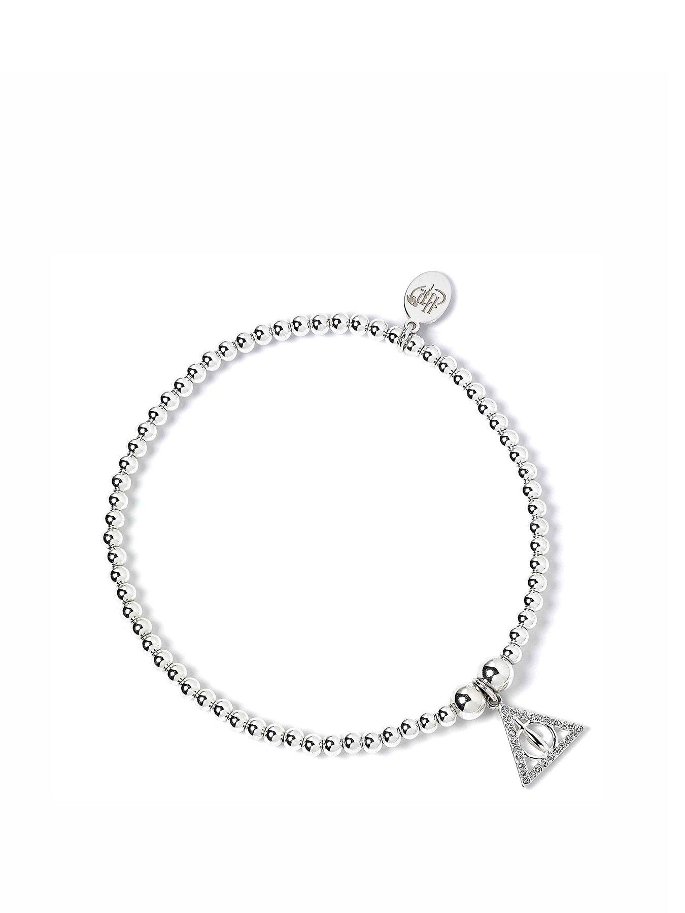 undefined Harry Potter Sterling Silver Deathly Hallows Ball Bead Bracelet with Crystals
