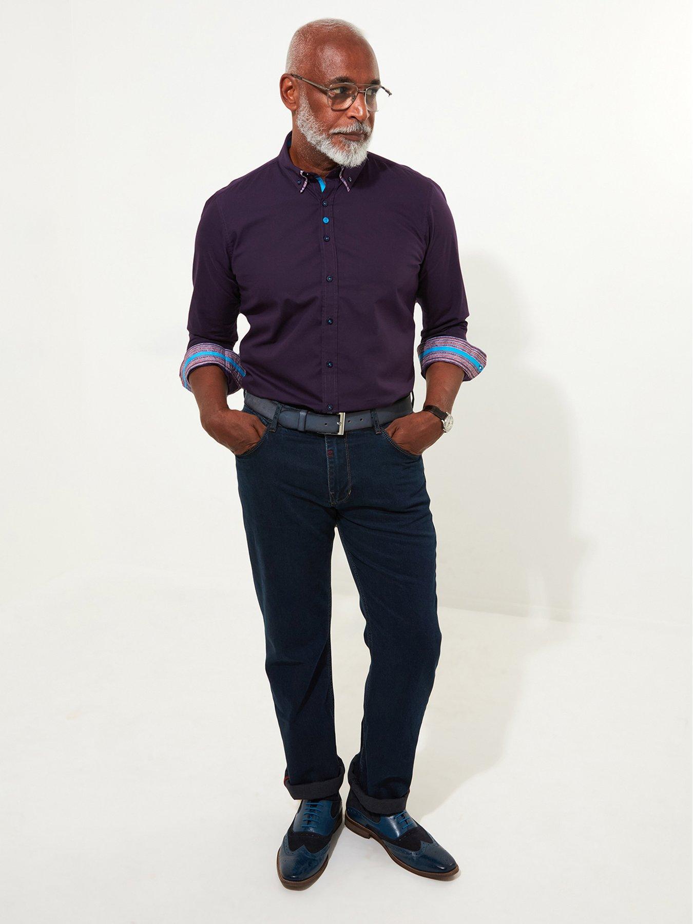 Image 2 of 5 of Joe Browns Striped Trim Double Collar Shirt - Purple