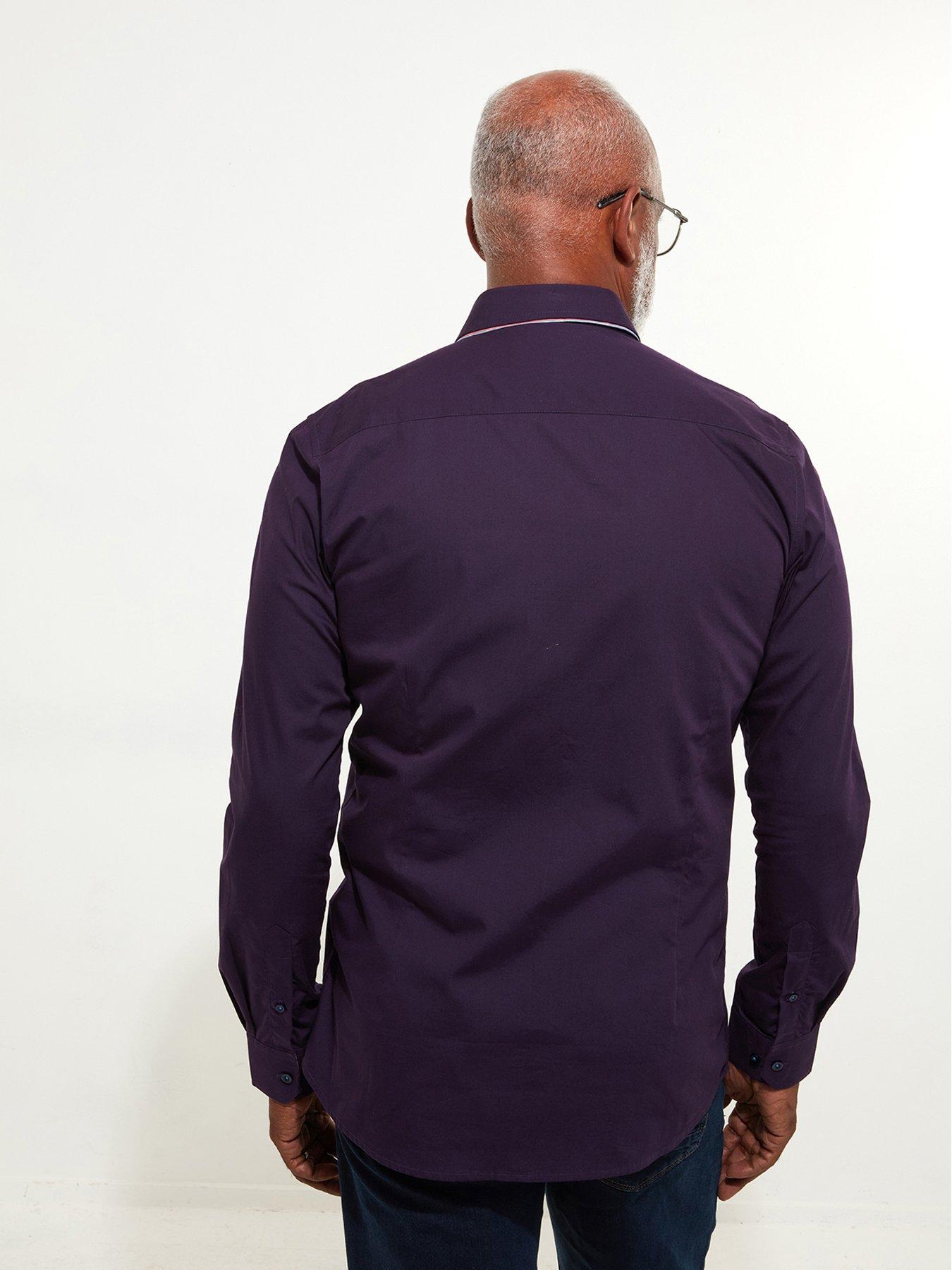 Image 3 of 5 of Joe Browns Striped Trim Double Collar Shirt - Purple