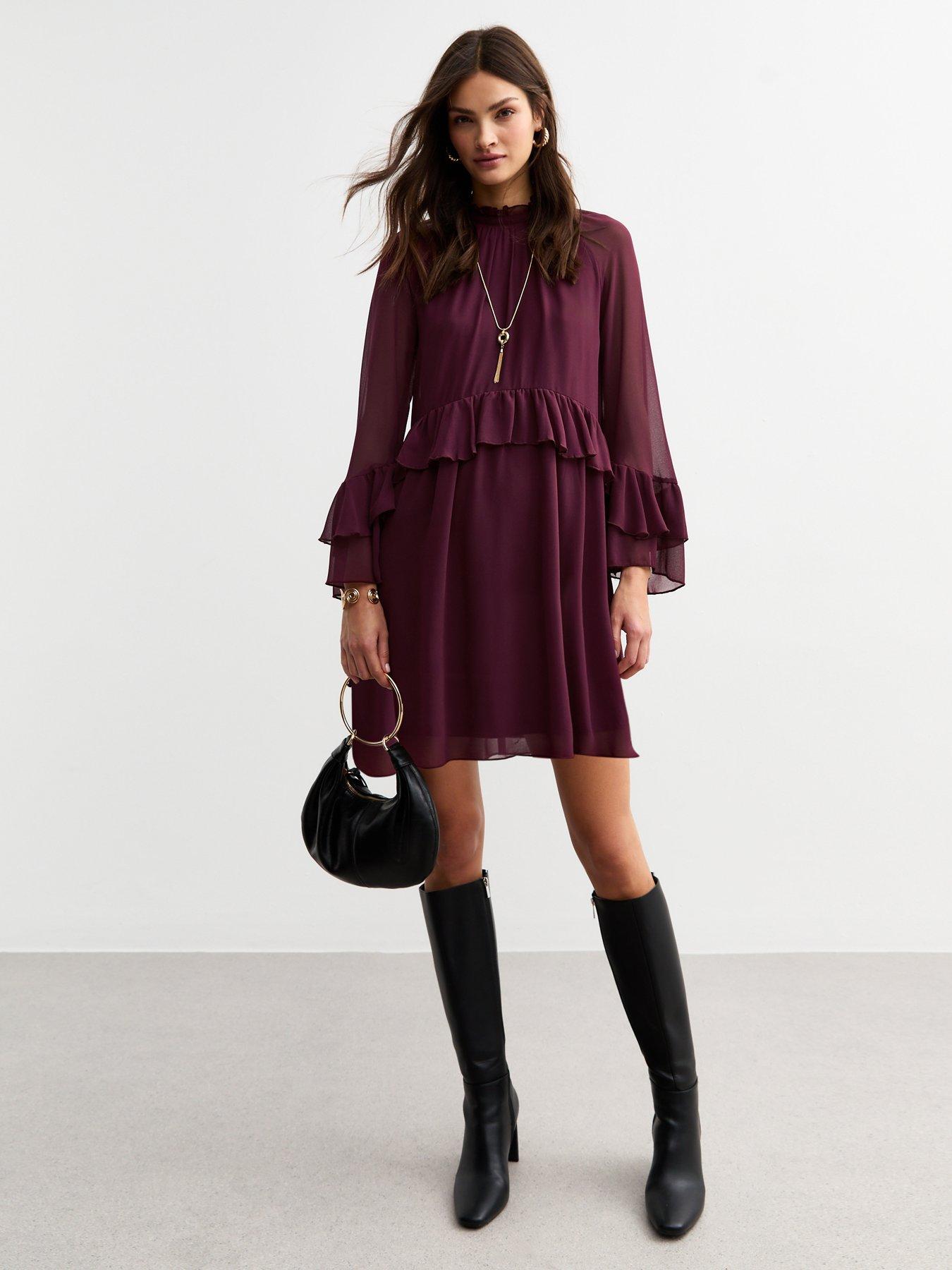 new-look-ruffle-high-neck-mini-dress-burgundyback