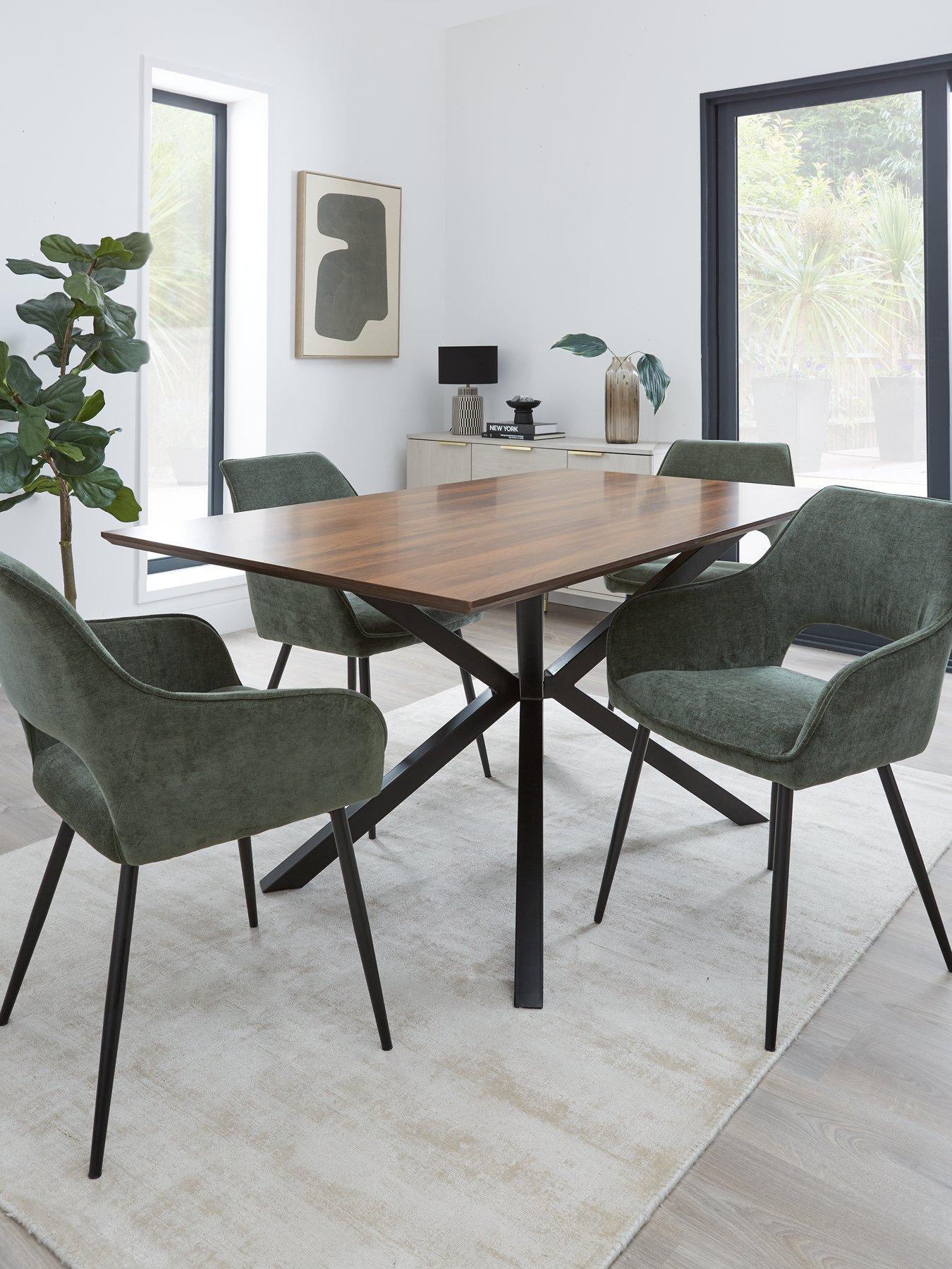 very-home-chopstick-160cm-rectangle-wood-top-table-4-sheldon-green-dining-chairsfront