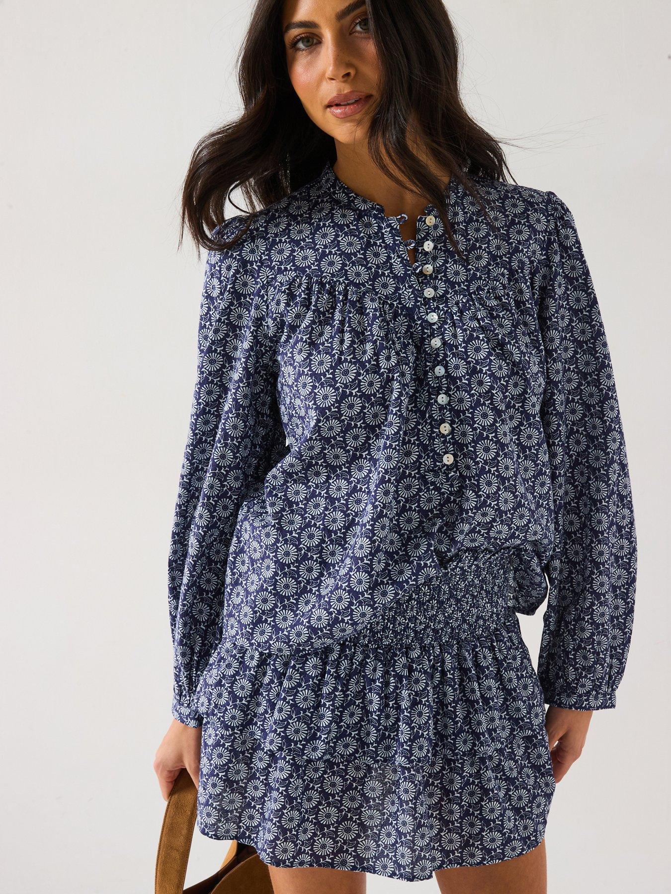 V by Very Printed Blouse Co-Ord - Blue