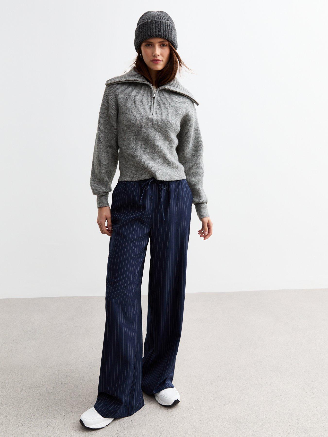 new-look-grey-ribbed-knit-half-zip-jumperback