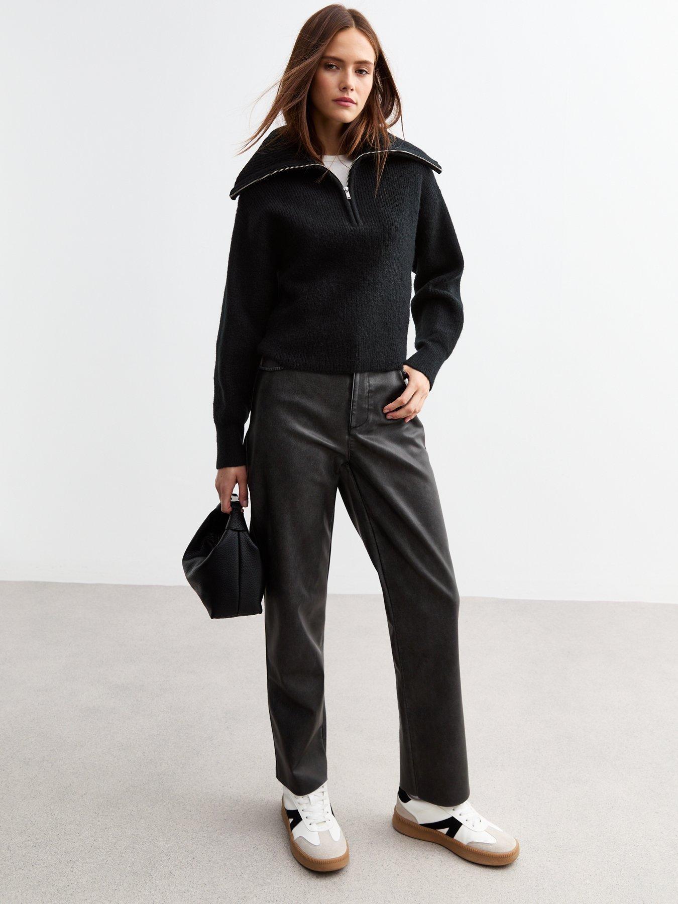 new-look-black-ribbed-knit-half-zip-jumperback