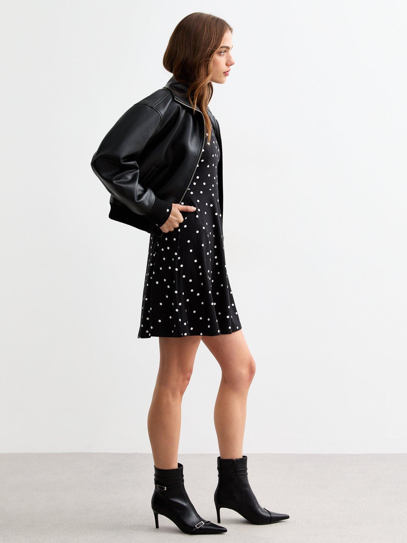 new-look-black-bow-detail-polka-dot-skater-mini-dress-print