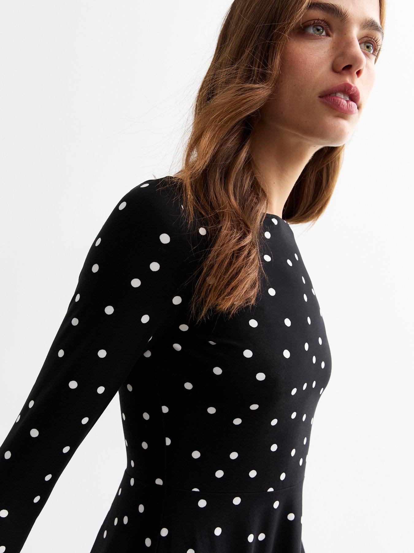 new-look-black-bow-detail-polka-dot-skater-mini-dress-printoutfit