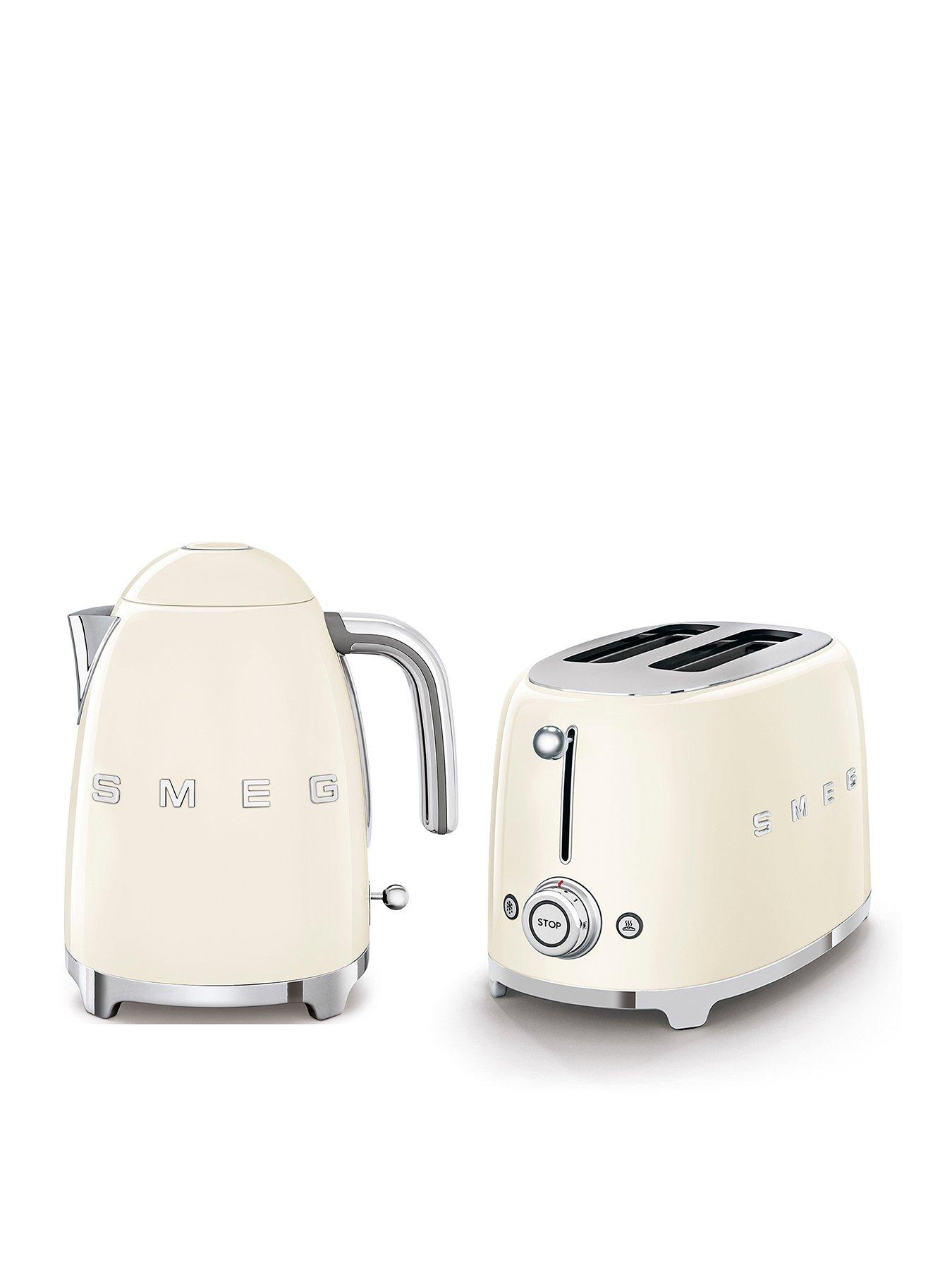 Smeg 50's Style Kettle And 2 Slice Toaster, Cream