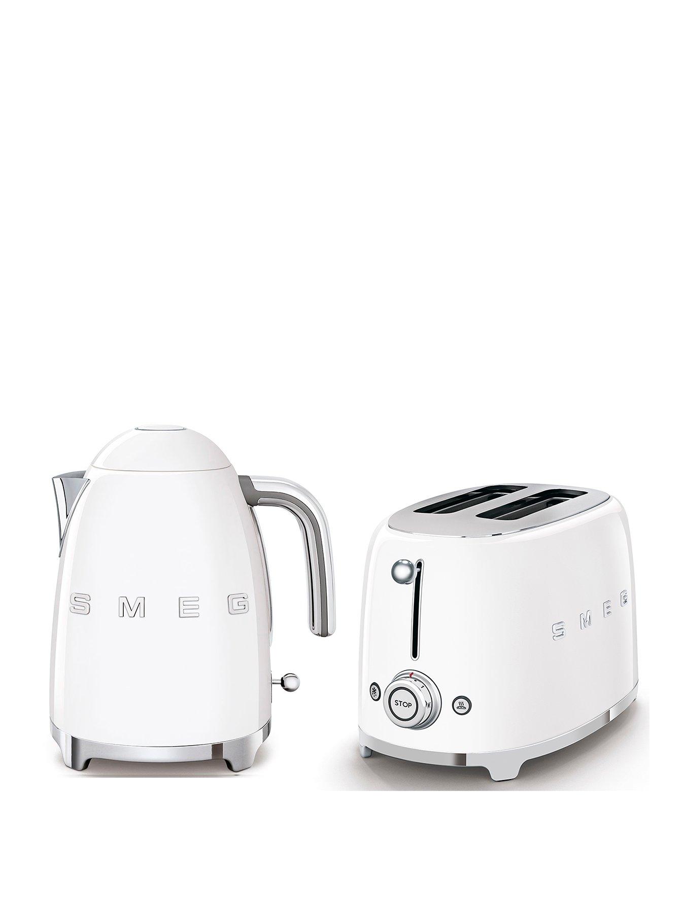Smeg 50's Style Kettle And 2 Slice Toaster, White