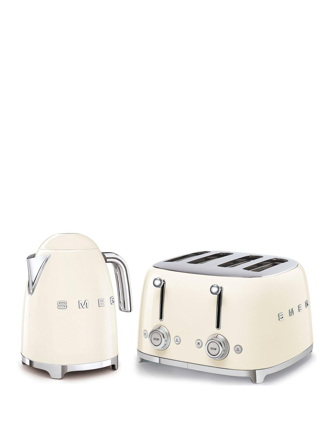 Image of Smeg 50's Style Kettle KLF03CRUK and 4-Slice Toaster - Cream