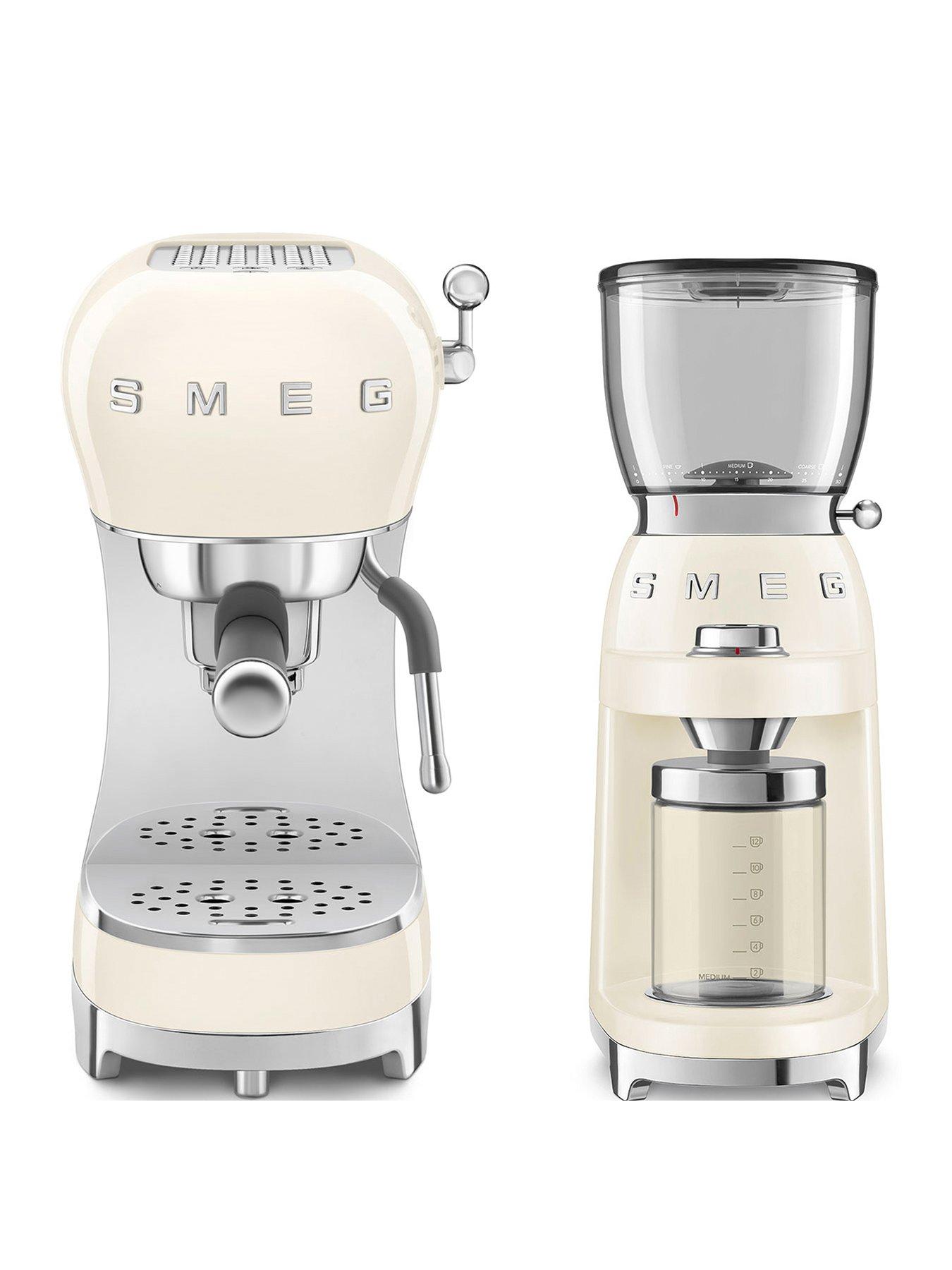 Image of Smeg Espresso Coffee Machine ECF02  &  Coffee Grinder - Cream
