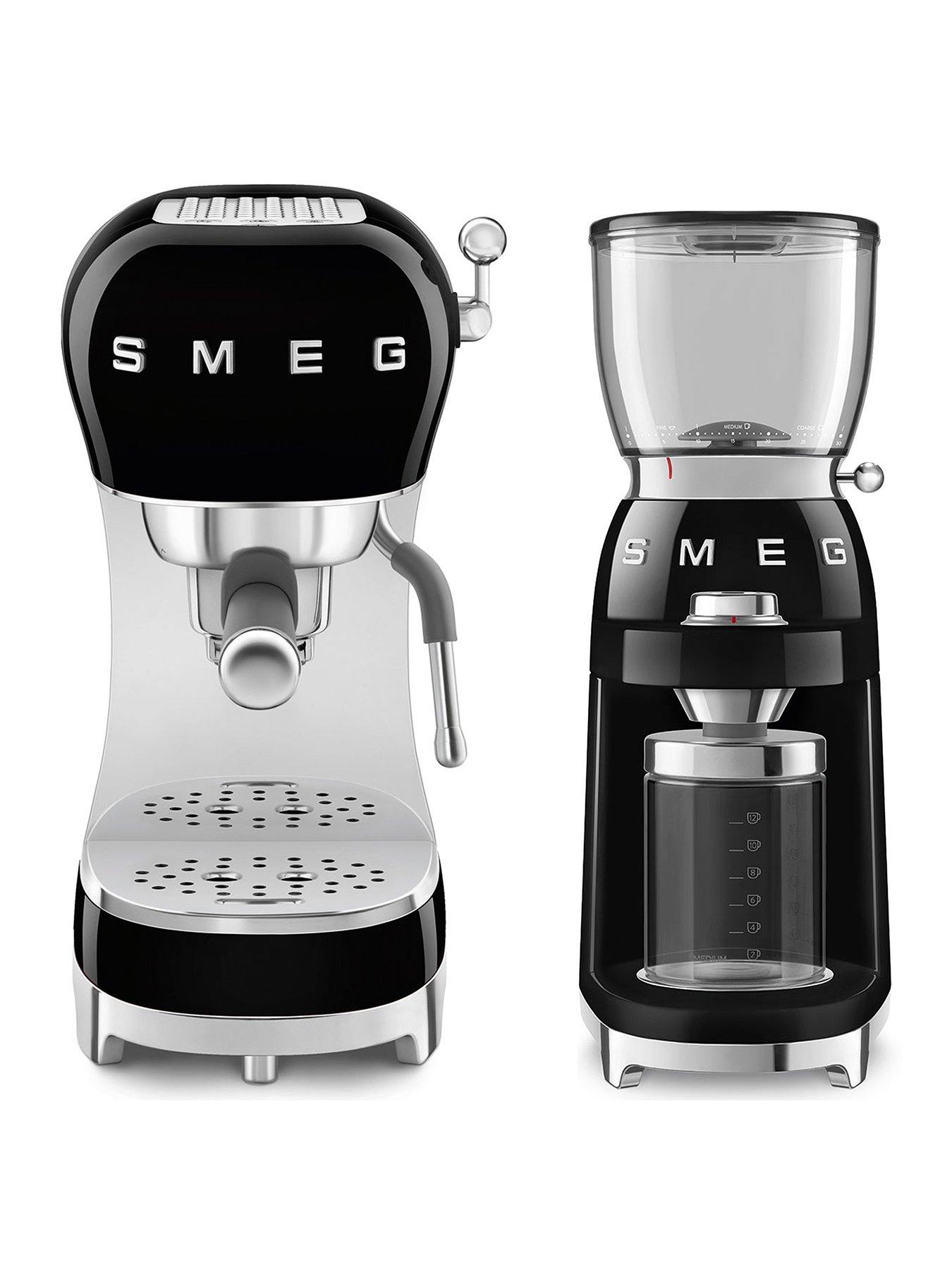 Image of Smeg Espresso Coffee Machine EFC02BLUK  &  Electric Coffee Grinder - Black
