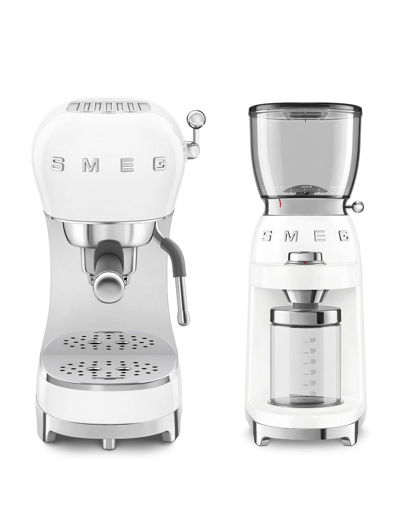 smeg-espresso-coffee-machine-efc02whuknbspamp-electric-coffeenbspgrinder-whitefront