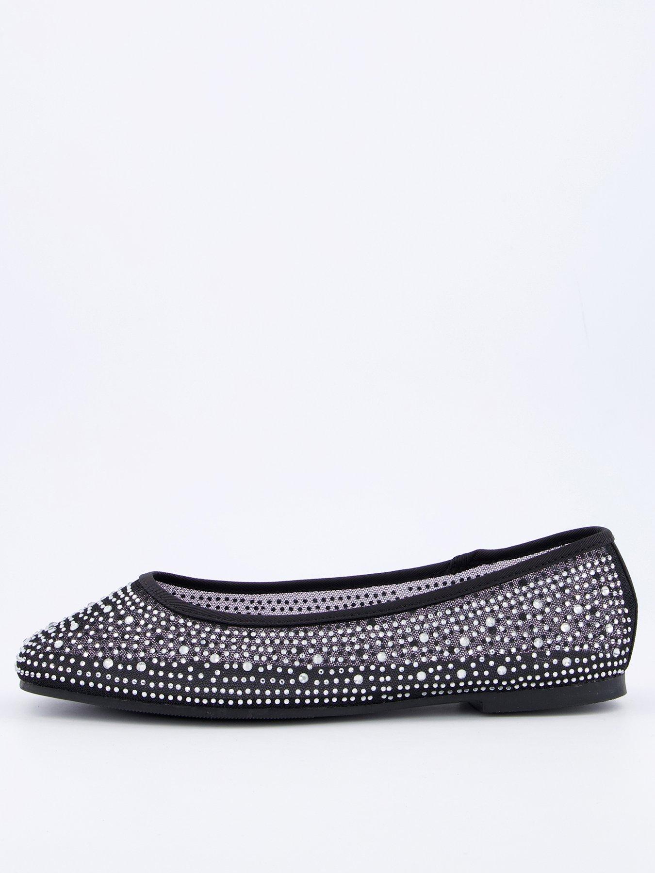 Image 1 of 7 of V by Very Extra Wide Fit Mesh Ballerina - Black