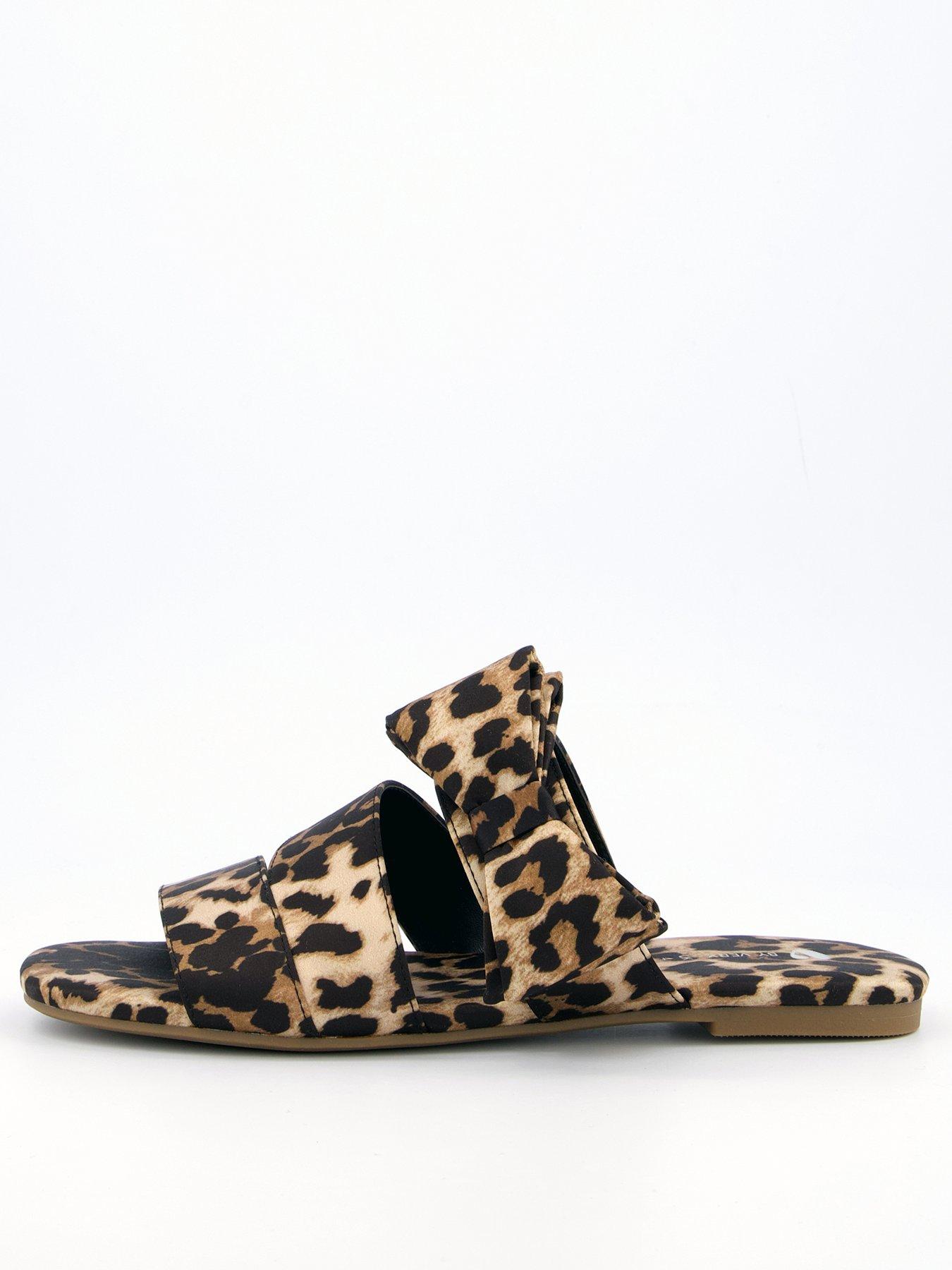V by Very Leopard Slider With Bow - Brown