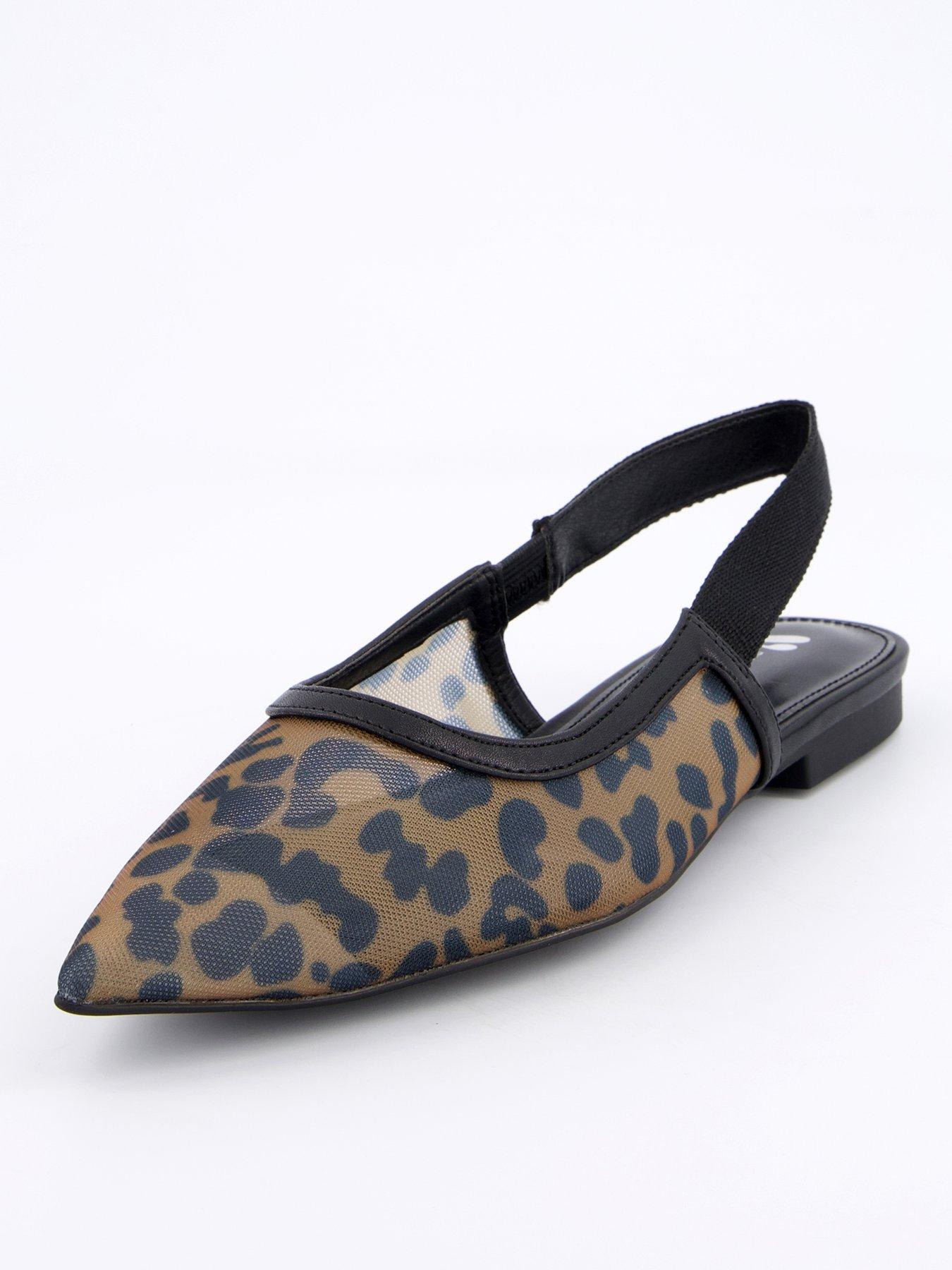 Image 1 of 6 of V by Very Leopard Pointed Ballerina - Black