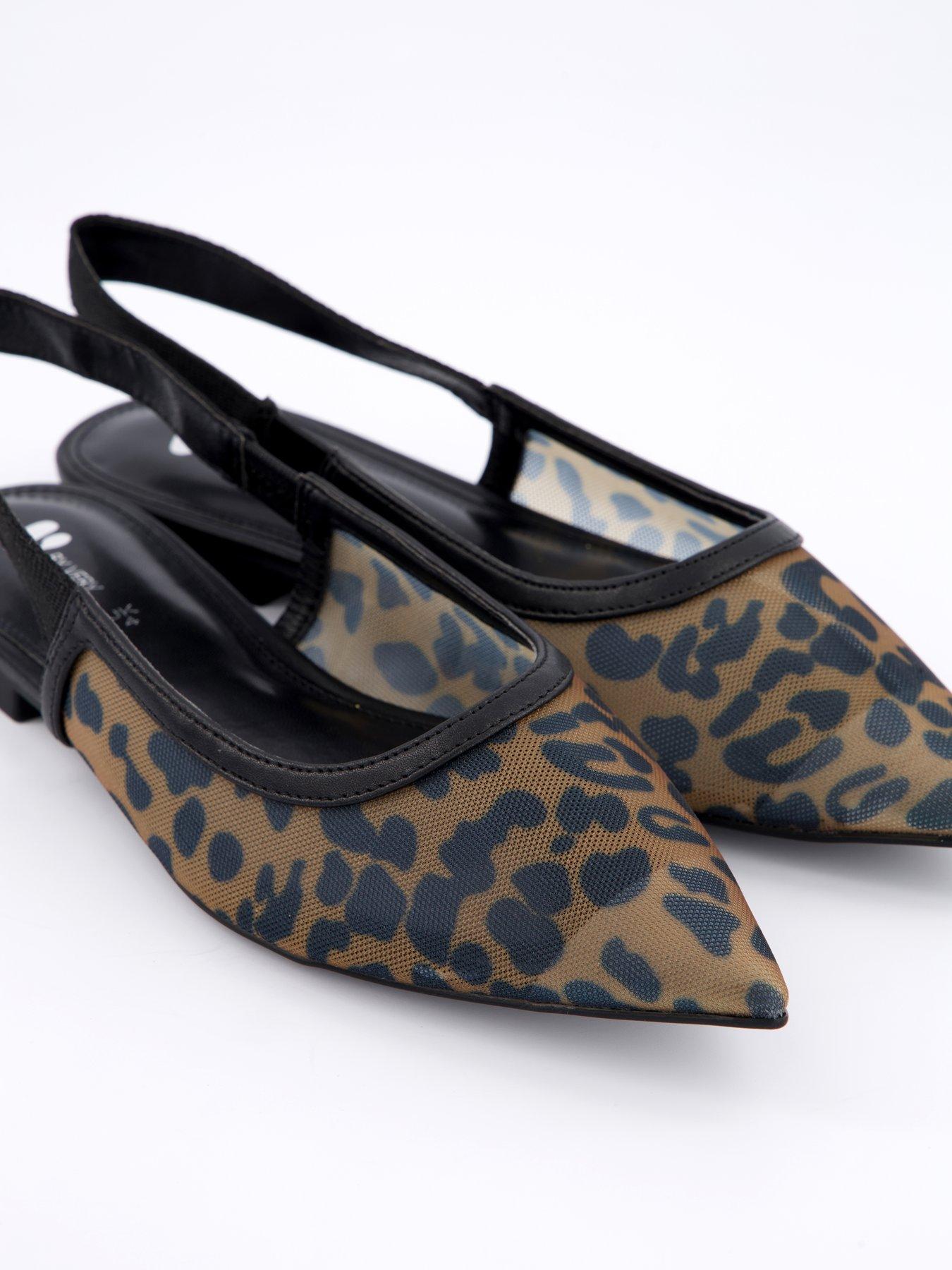 Image 5 of 6 of V by Very Leopard Pointed Ballerina - Black
