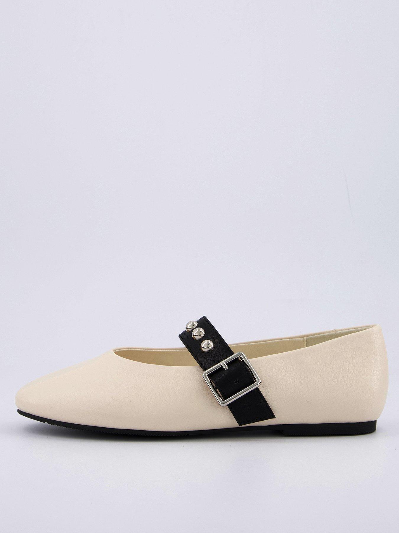 Image 1 of 7 of V by Very Studded Ballerina Pump - Cream