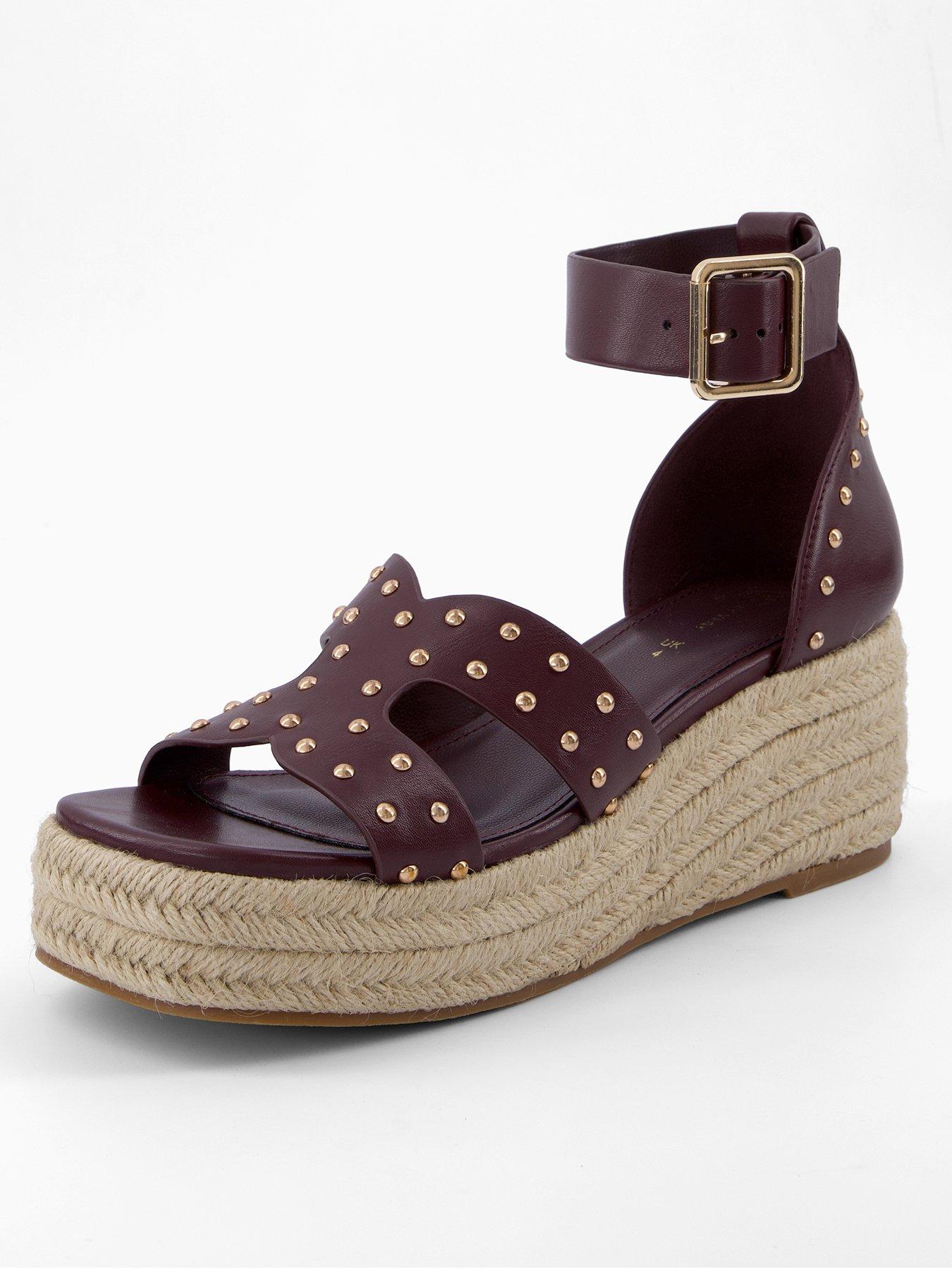 V by Very Wide Fit Mid Height Wedge - Dark Burgundy