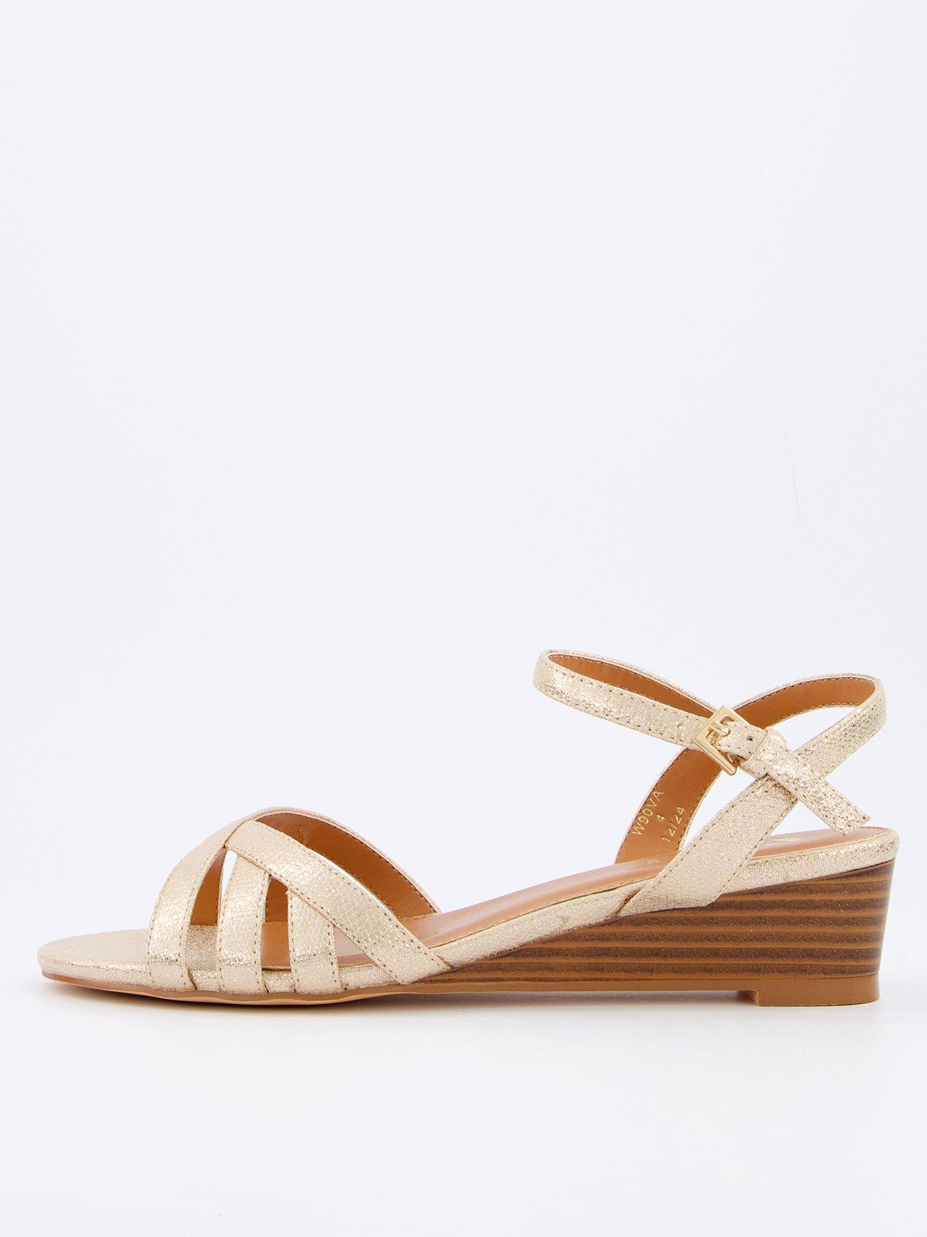 V by Very Strappy Slither Wedge Sandals - Gold