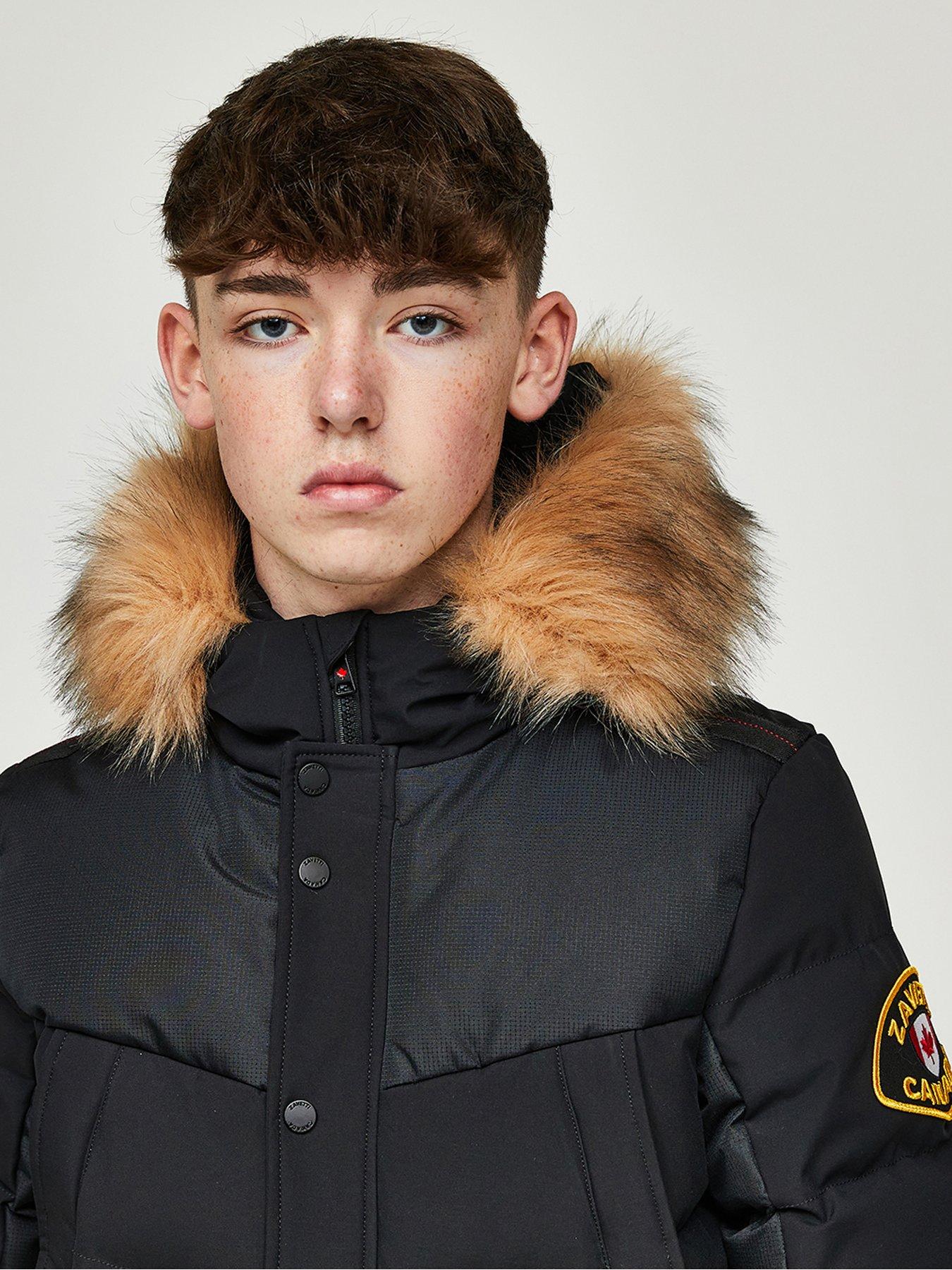 zavetti-canada-older-boys-garbantini-bomber-parka-jacket-blackdetail