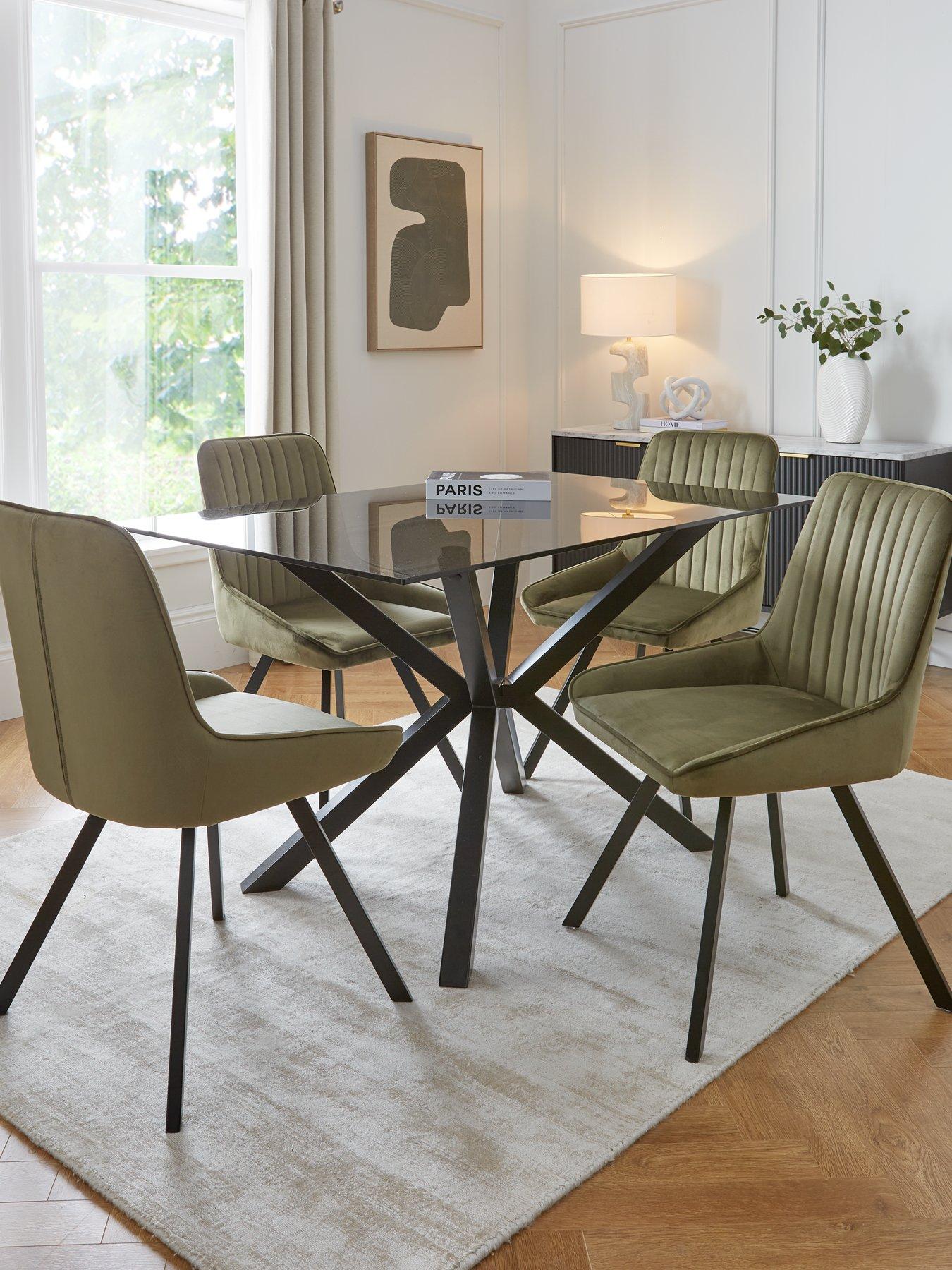 the-very-collection-chopstick-black-130nbspcm-rectangular-dining-table-4-marlow-moss-green-chairs