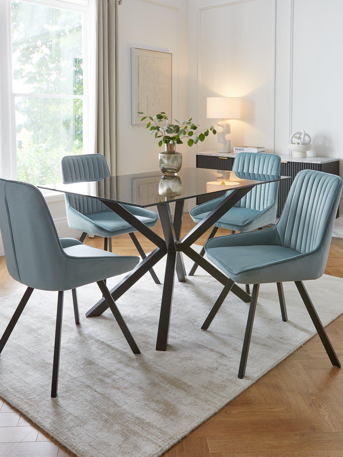 the-very-collection-chopstick-black-130nbspcm-rectangular-dining-table-nbsp4-marlow-dusty-blue-chairs