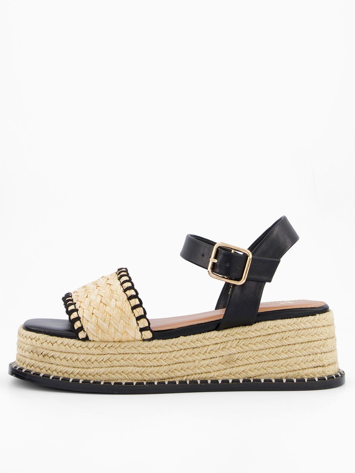 Image of V by Very Raffia Wedge With Stitch Detail