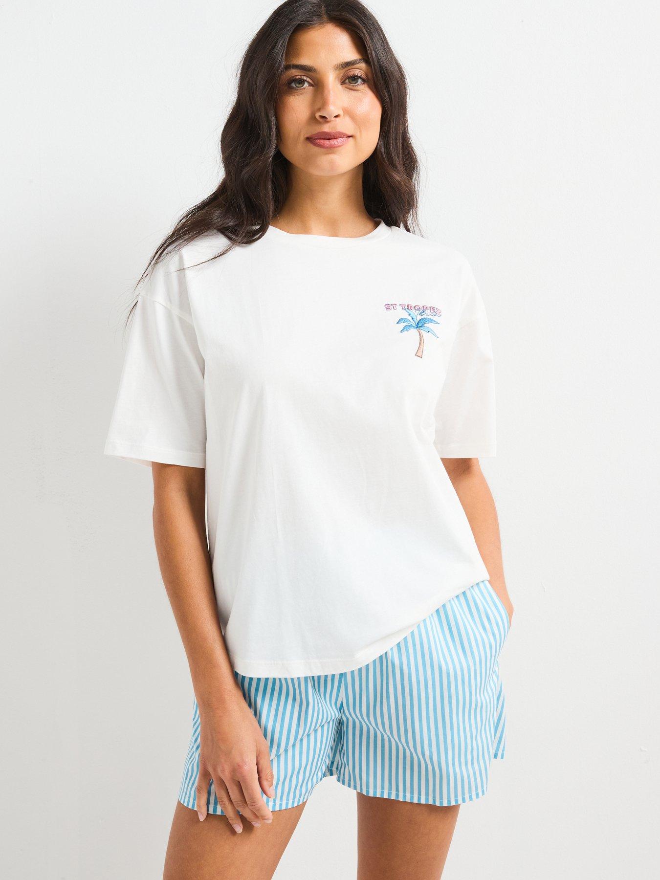 Image of V by Very Boxer Short And Printed Back T-Shirt Pyjamas - Multi