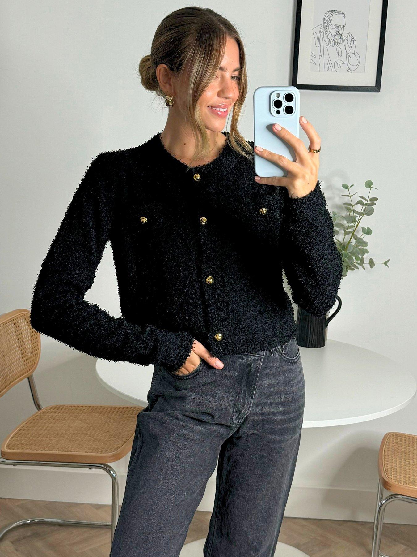 style-cheat-textured-button-detail-knit-cardigan-blackfront