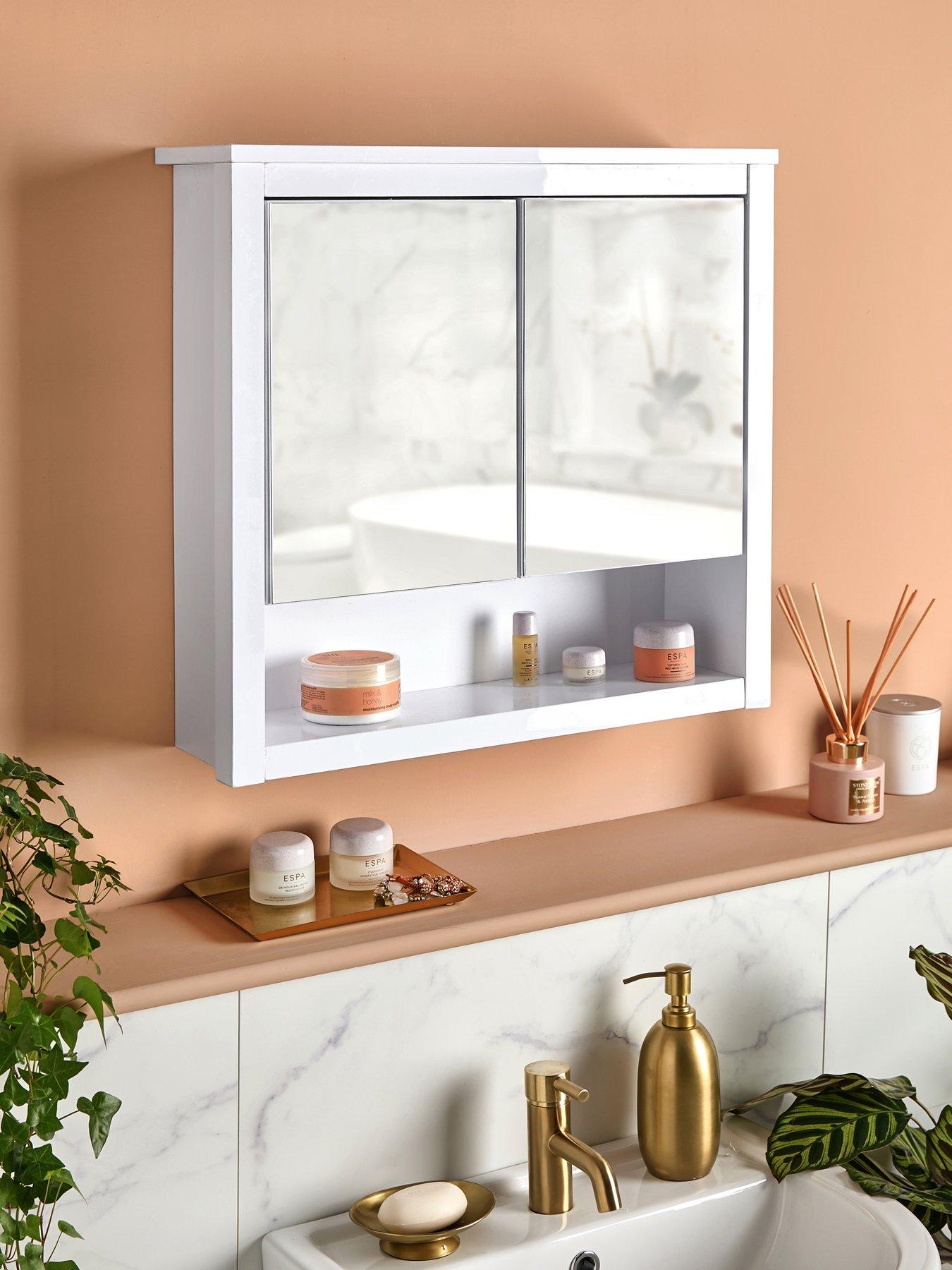 Image of Very Home Bramford Mirrored Bathroom Wall Cabinet - White Gloss