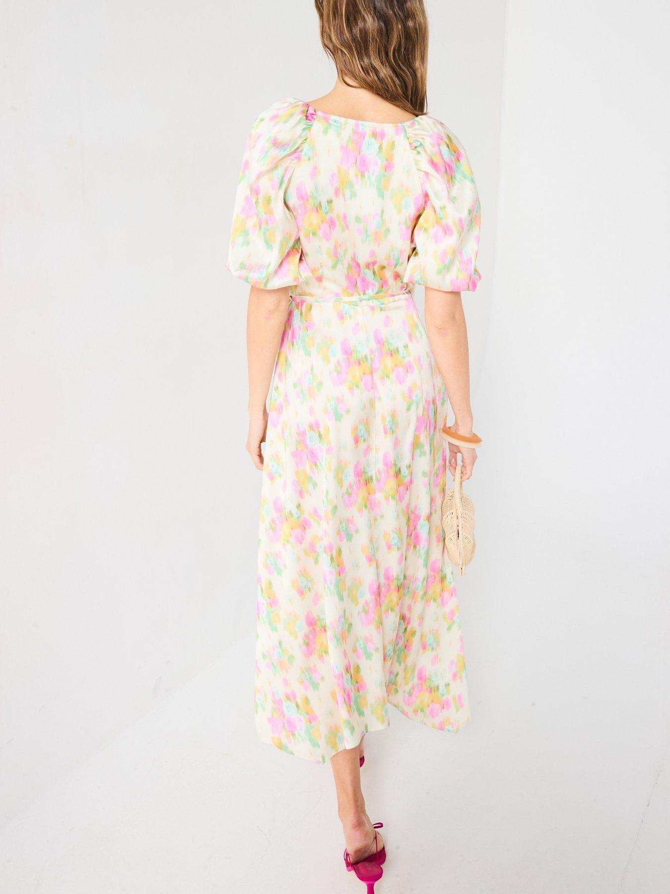 Image 2 of 6 of V by Very Floral Satin Wrap Dress