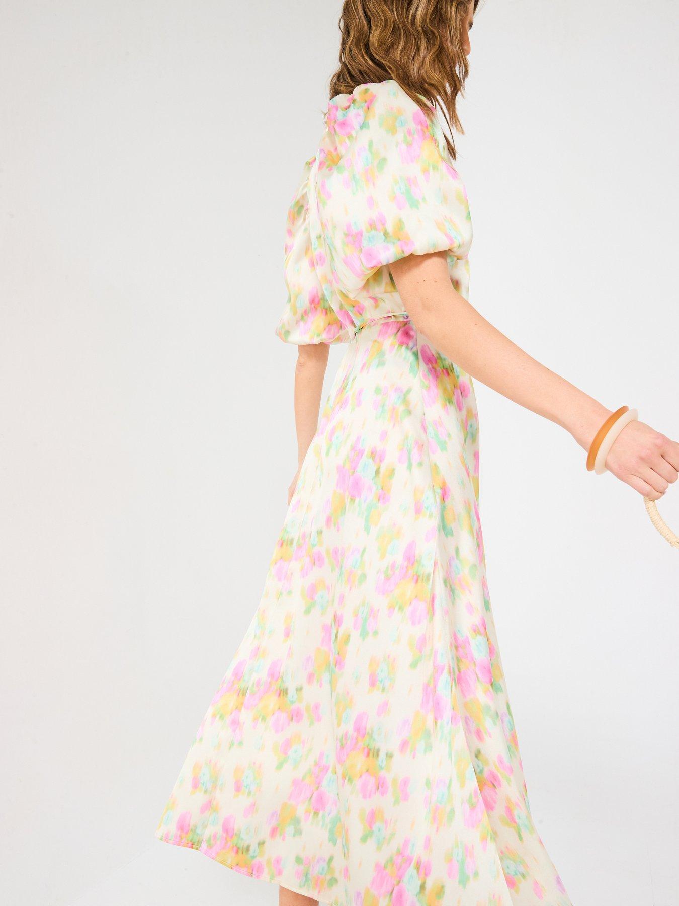 Image 6 of 6 of V by Very Floral Satin Wrap Dress