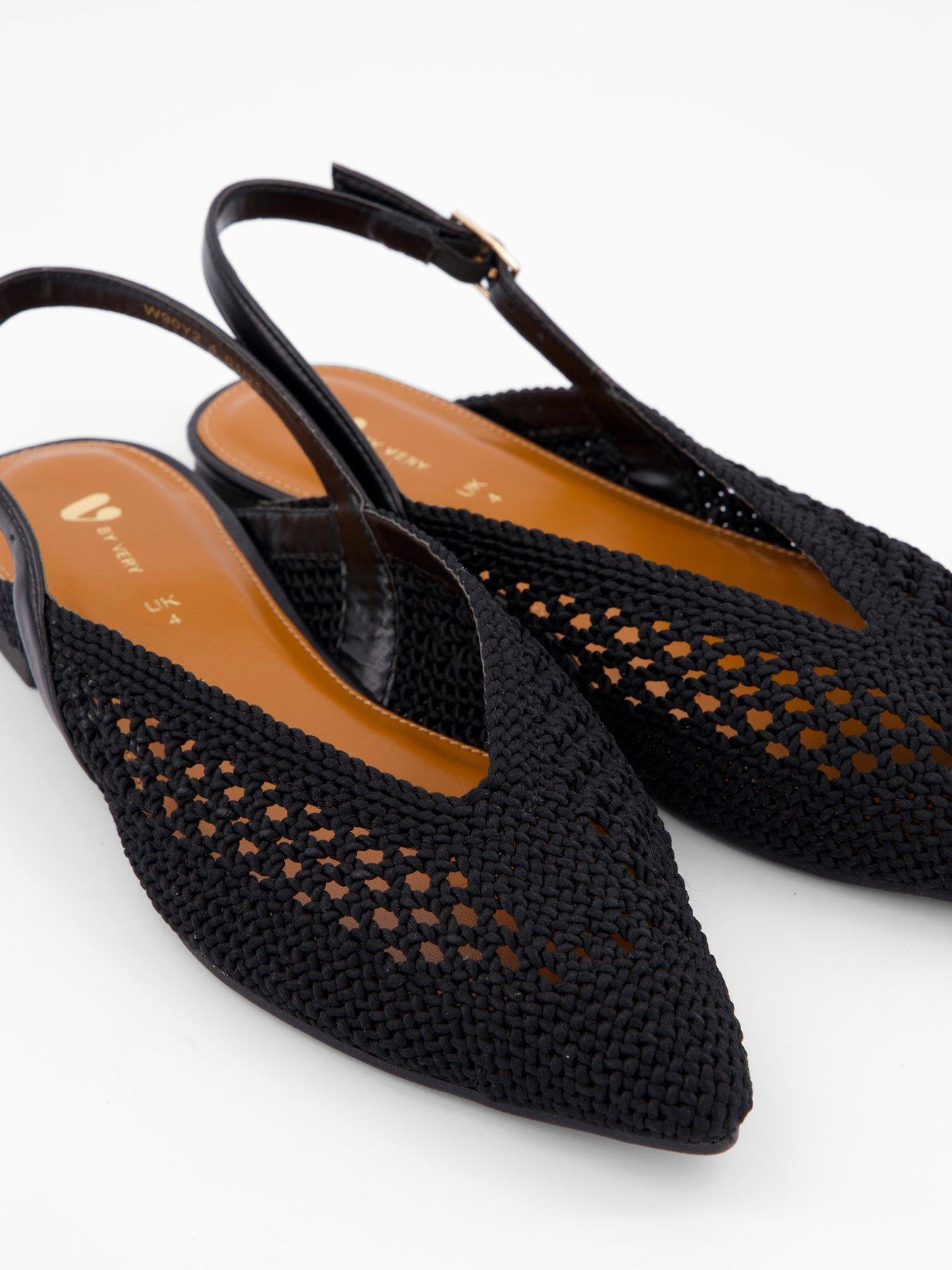 Image 4 of 6 of V by Very Crochet Pointed Sling Back Ballerina - Black