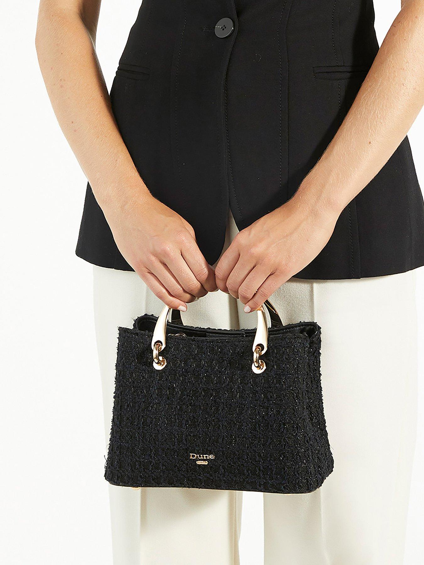 dune-london-dinkydorrien-boucle-woven-tote-bag-blackstillFront