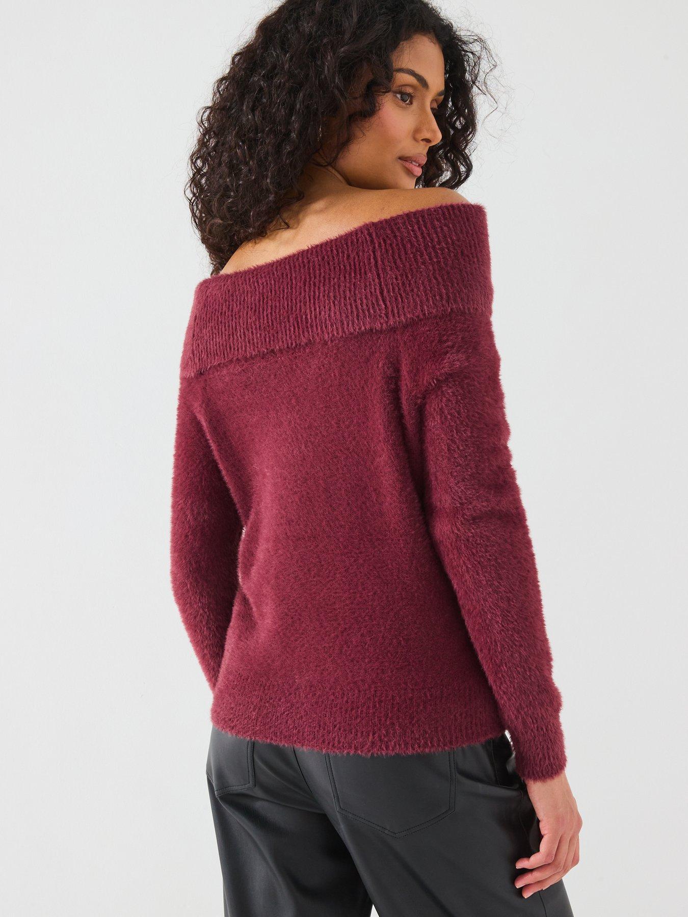 only-long-sleeve-off-shoulder-knitted-jumper-burgundystillFront