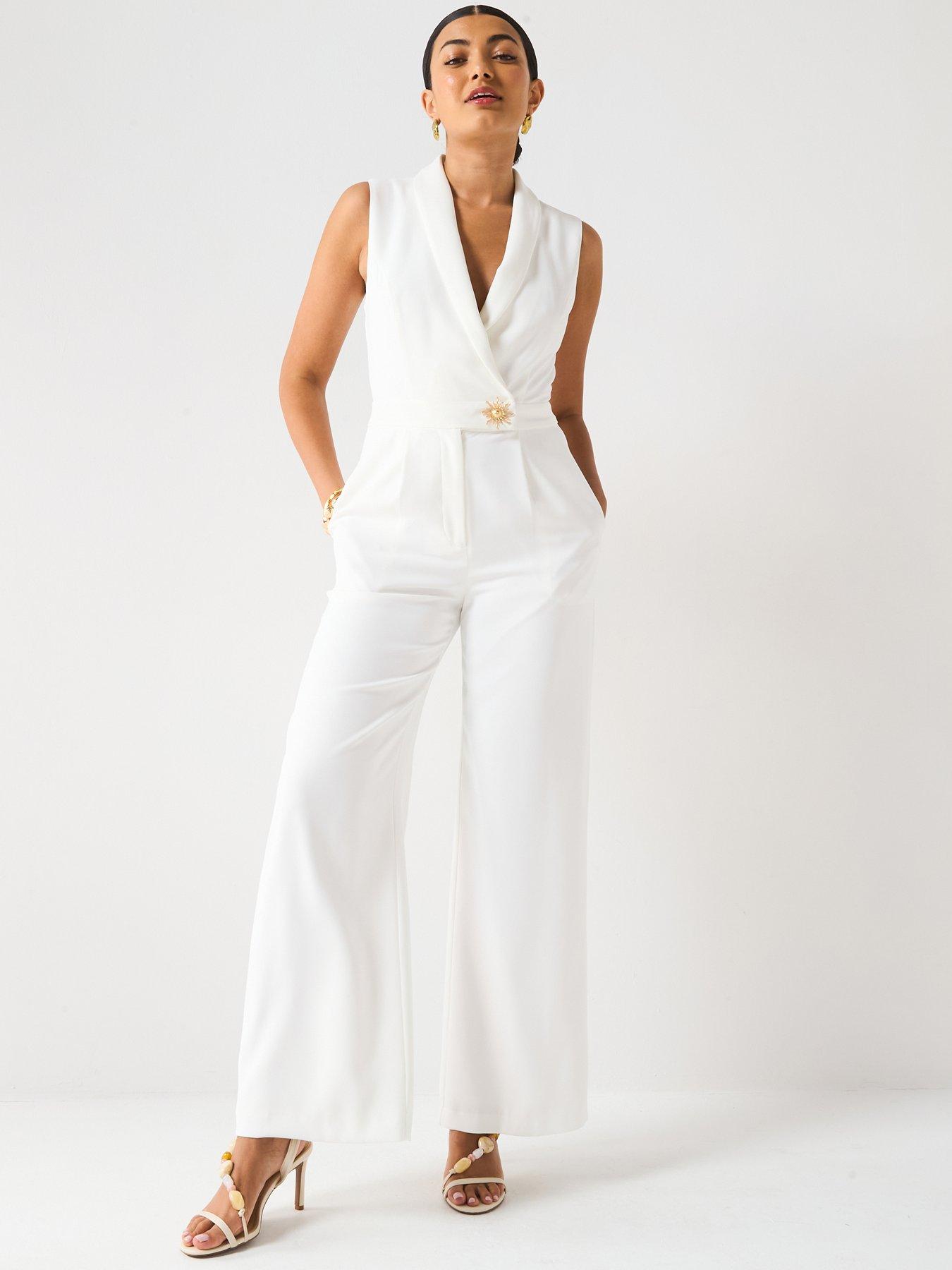 undefined Sleeveless Occasion Jumpsuit - White
