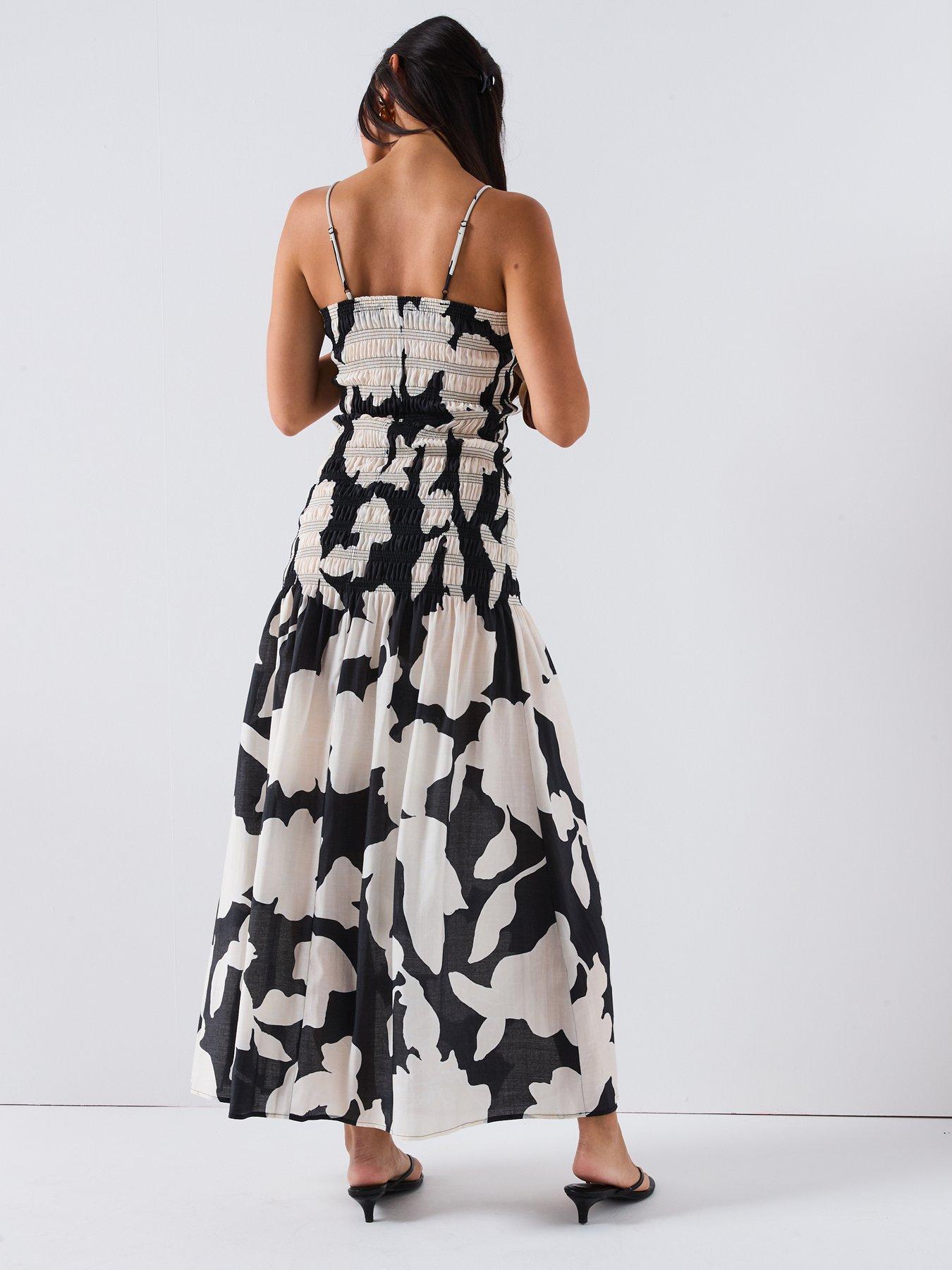 V by Very Dropped Waist Floral Midi Dress - Print | Very Ireland