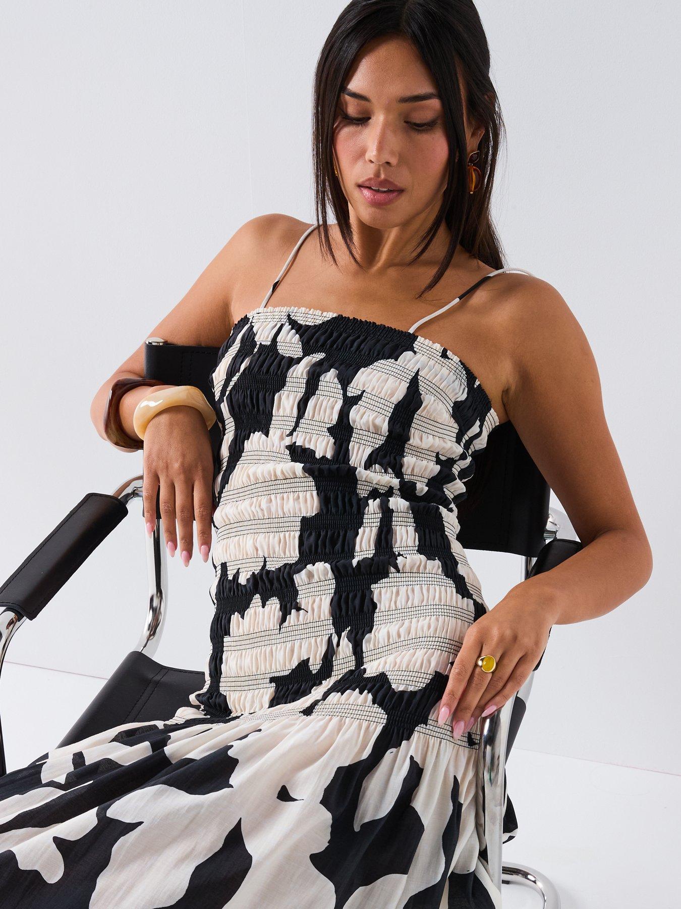 V by Very Dropped Waist Floral Midi Dress - Print | Very Ireland