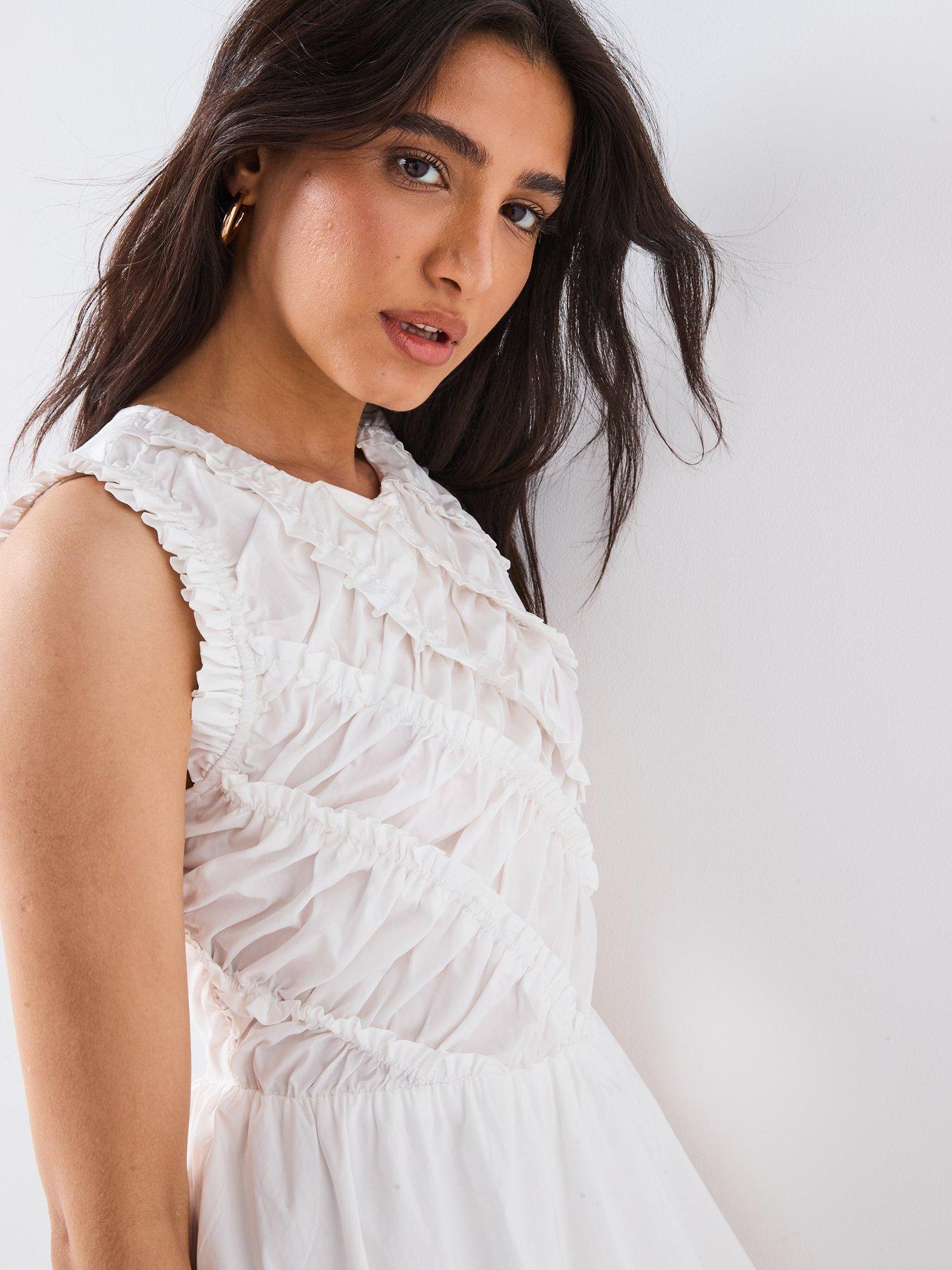 v-by-very-shirred-bodice-puff-ball-mini-dress-whiteoutfit