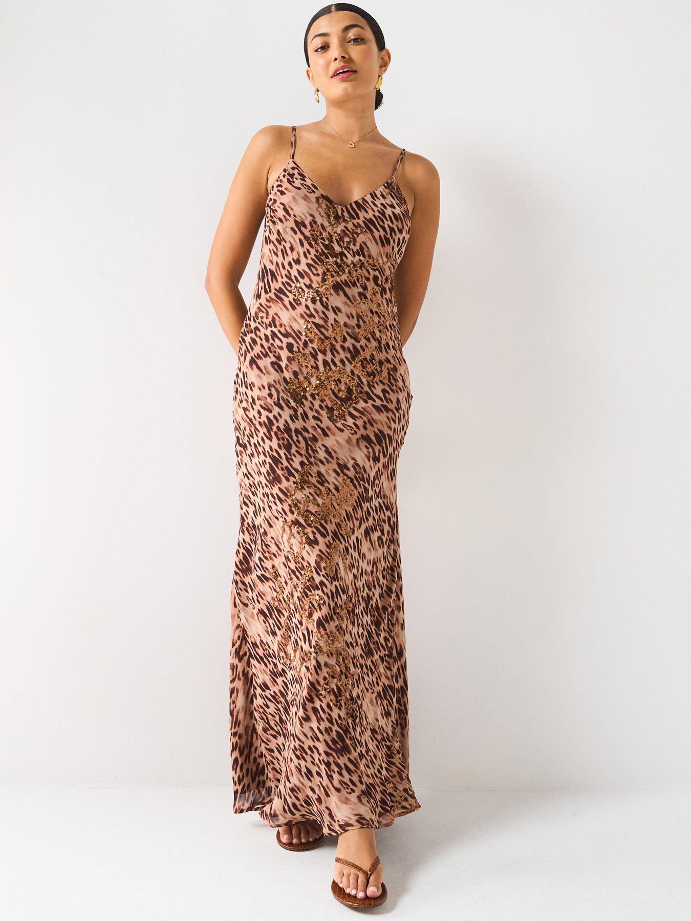 undefined Animal Sequin Maxi Dress - Print