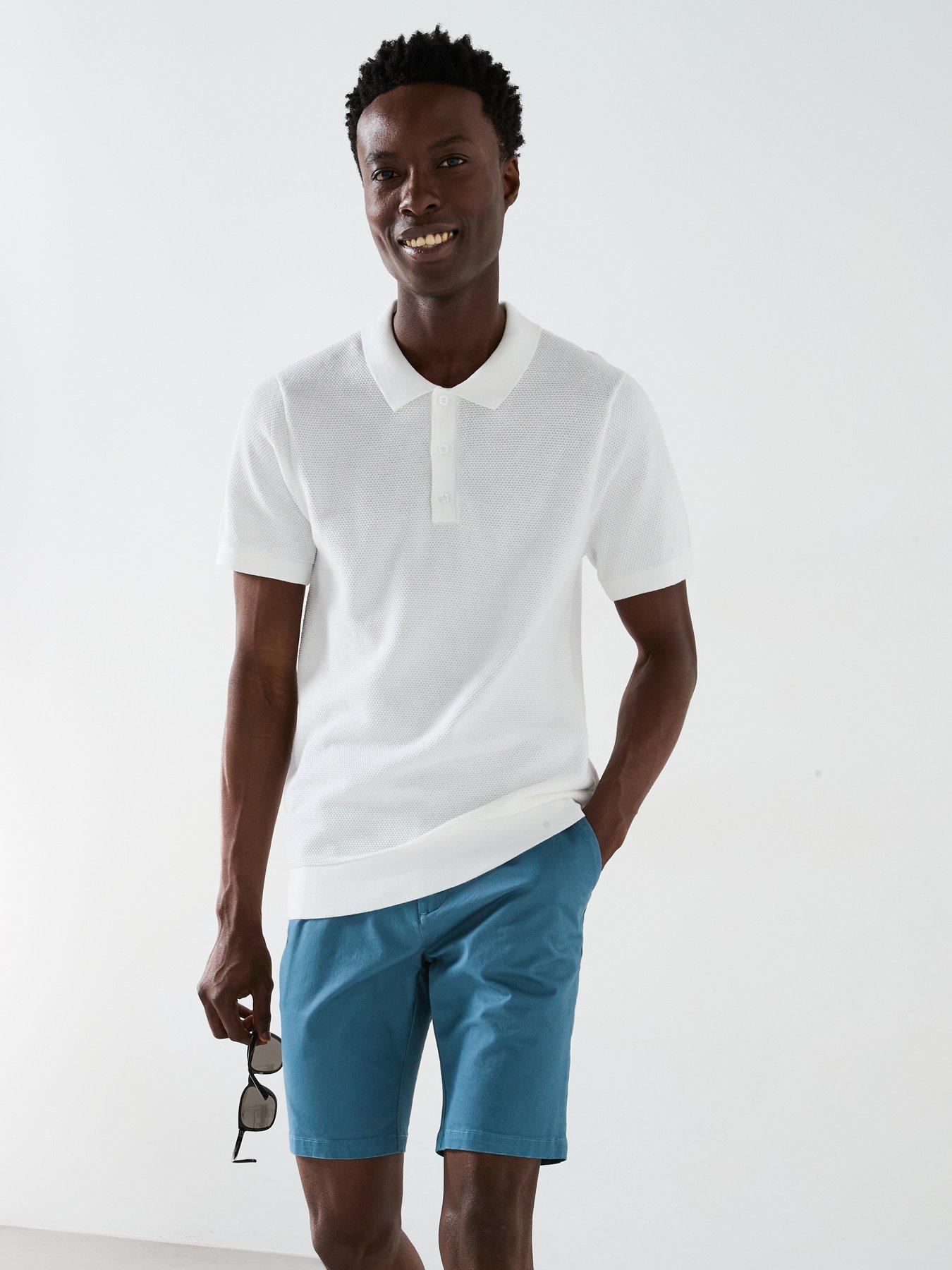Image 1 of 6 of Very Man Textured Knitted Polo - White
