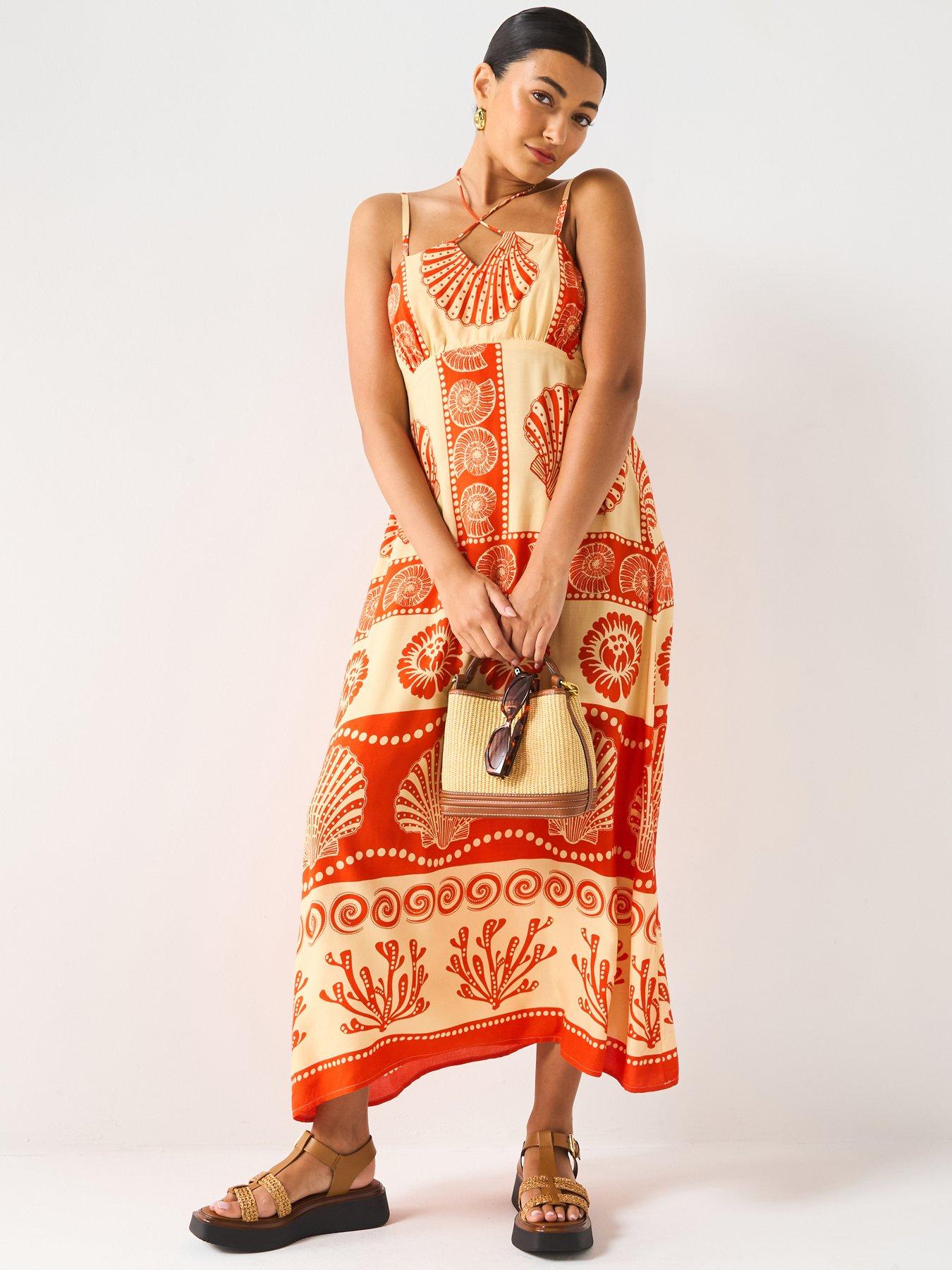 V by Very Shell Printed Midi Dress - Print