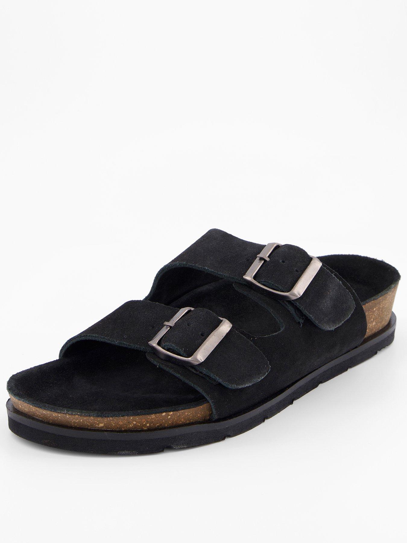 Image 1 of 6 of Very Man Suede Footbed Sandal - Black