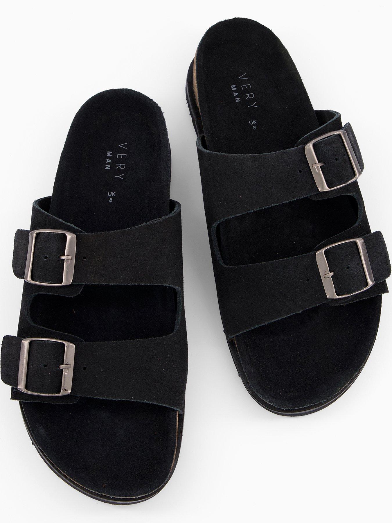Image 3 of 6 of Very Man Suede Footbed Sandal - Black