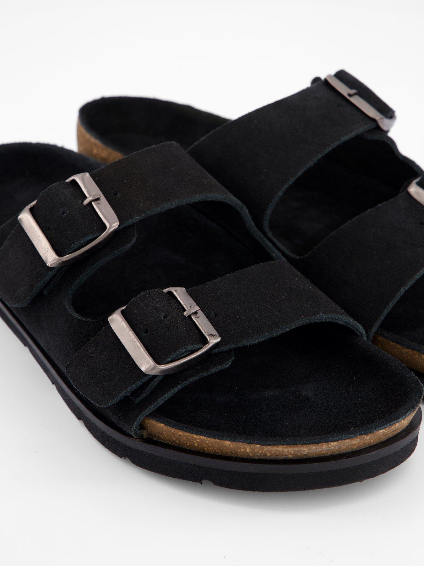 Image 5 of 6 of Very Man Suede Footbed Sandal - Black