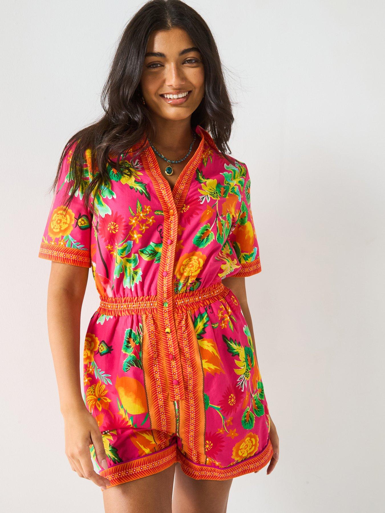 undefined Printed Playsuit - Pink