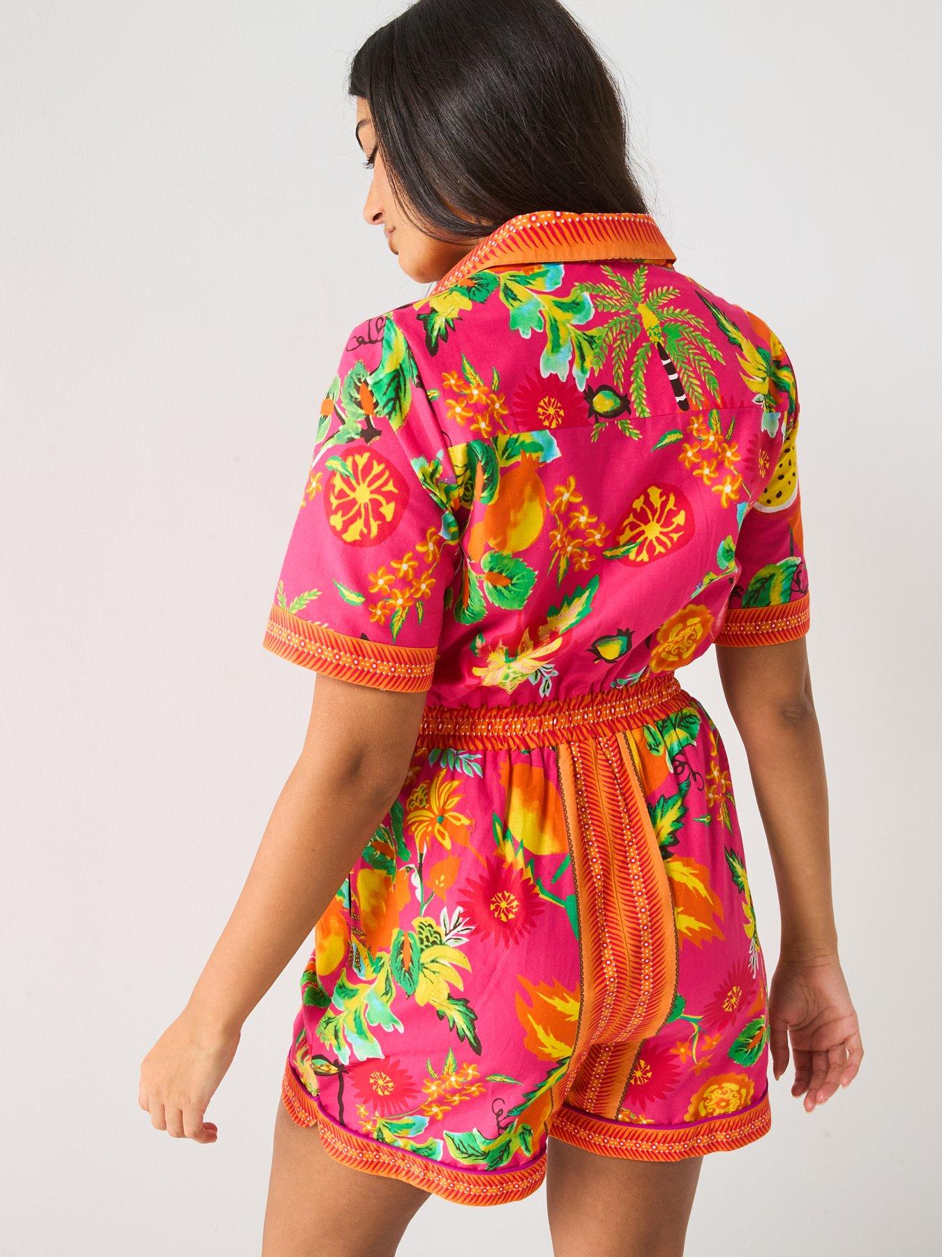 v-by-very-printed-playsuit-pinkstillFront