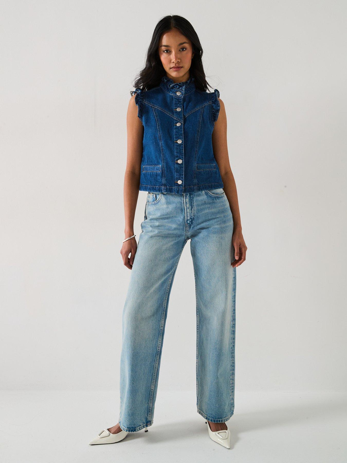 Image 3 of 6 of V by Very Ruffle Denim Vest - Dark Wash