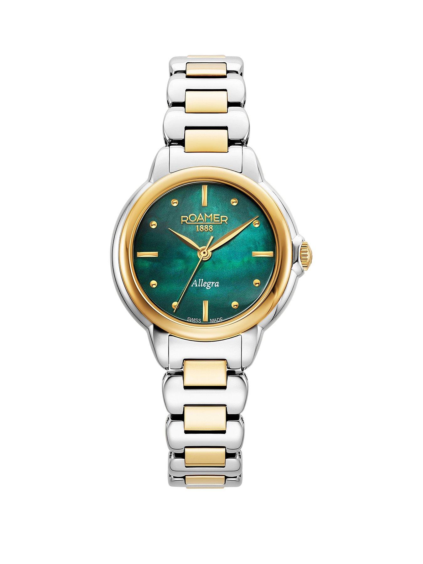 Roamer Roamer Swiss Made Montalbano Ladies Automatic Watch with Green MOP dial in a Gold IP Two Tone Stainless Steel Case and Bracelet with Date Feature Very Ireland